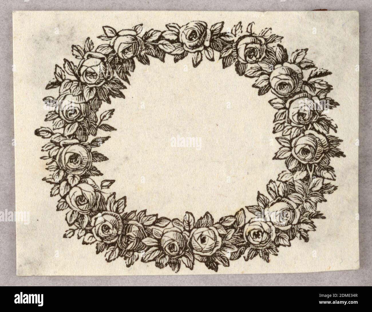 Wood engraving. Engraving and etching, Rose wreath., Europe and USA, 18001830, Wood