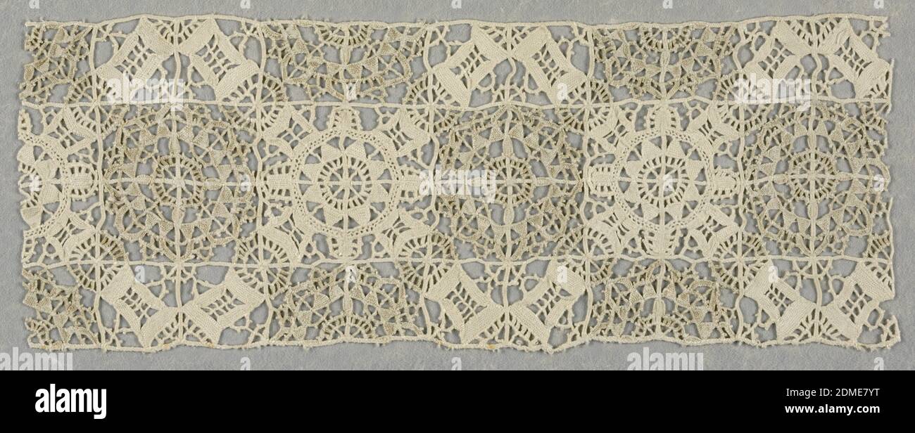 Band, Medium: linen Technique: grid of laid cords with needle lace,  reticella style, Italy, early 17th century, lace, Band Stock Photo - Alamy