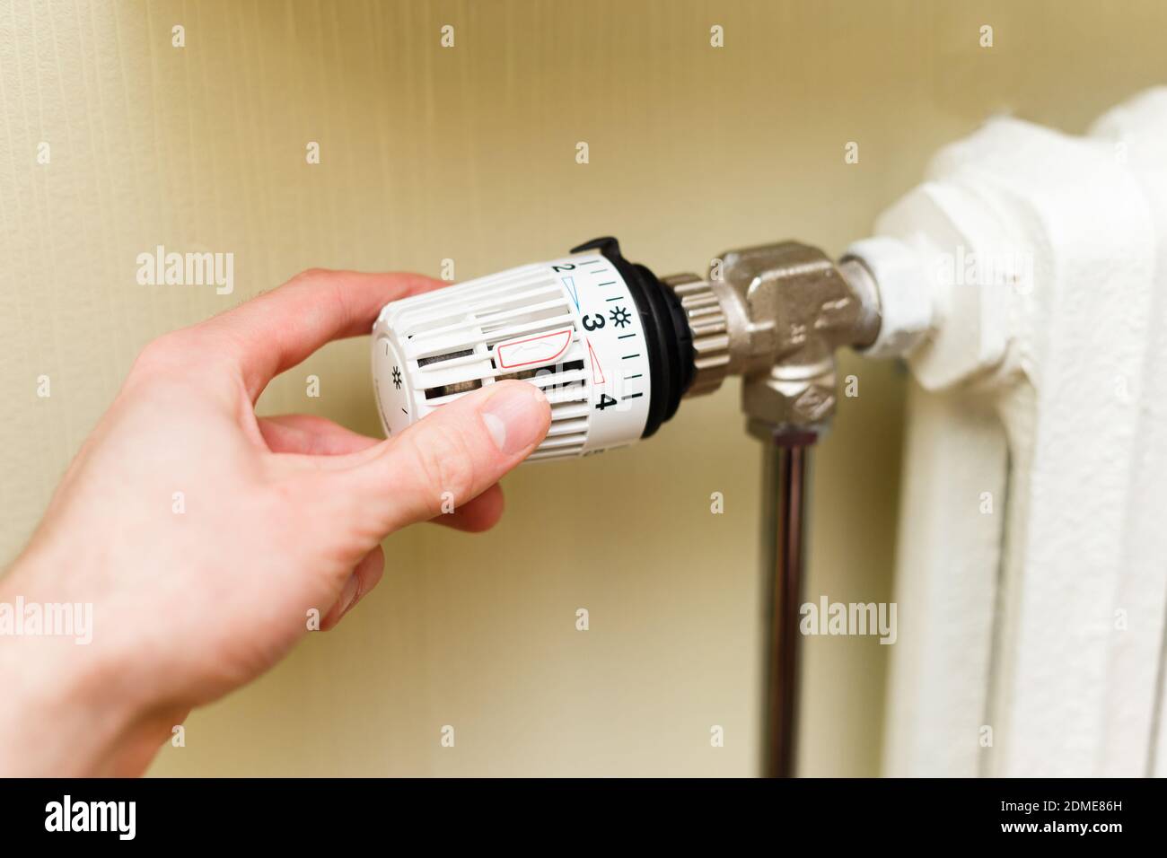 thermostatic valve on radiator close up Stock Photo Alamy