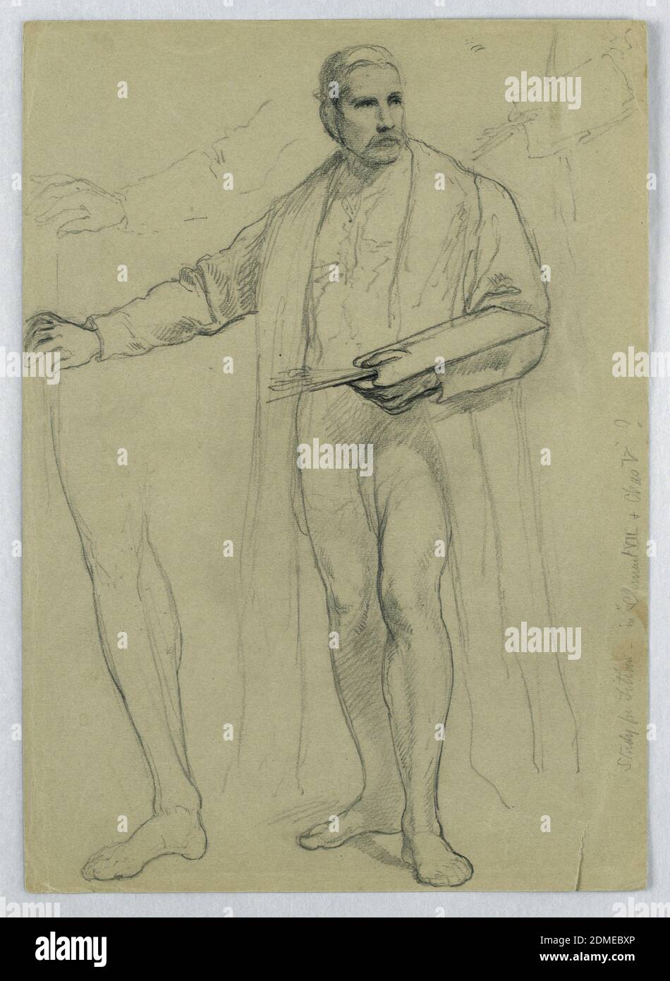 Study for 'Titian Showing, Daniel Huntington, American, 1816–1906, Graphite Support: Gray wove paper, USA, 1866, figures, Drawing Stock Photo