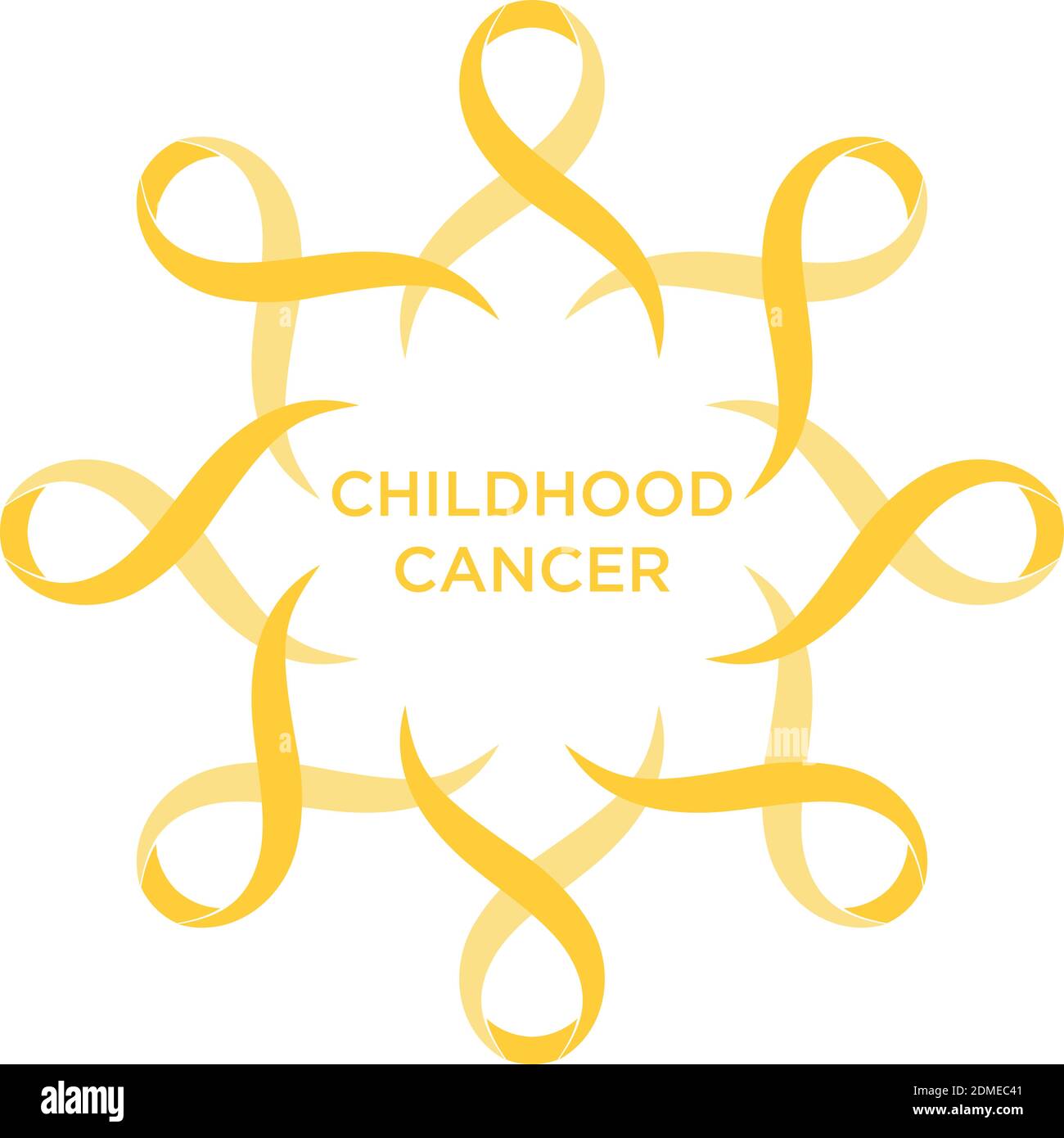 Cancer ribbon gold color representing the support of tackling cancers. The ribbons circular as a symbol of cancer. Vector illustration EPS.8 EPS.10 Stock Vector