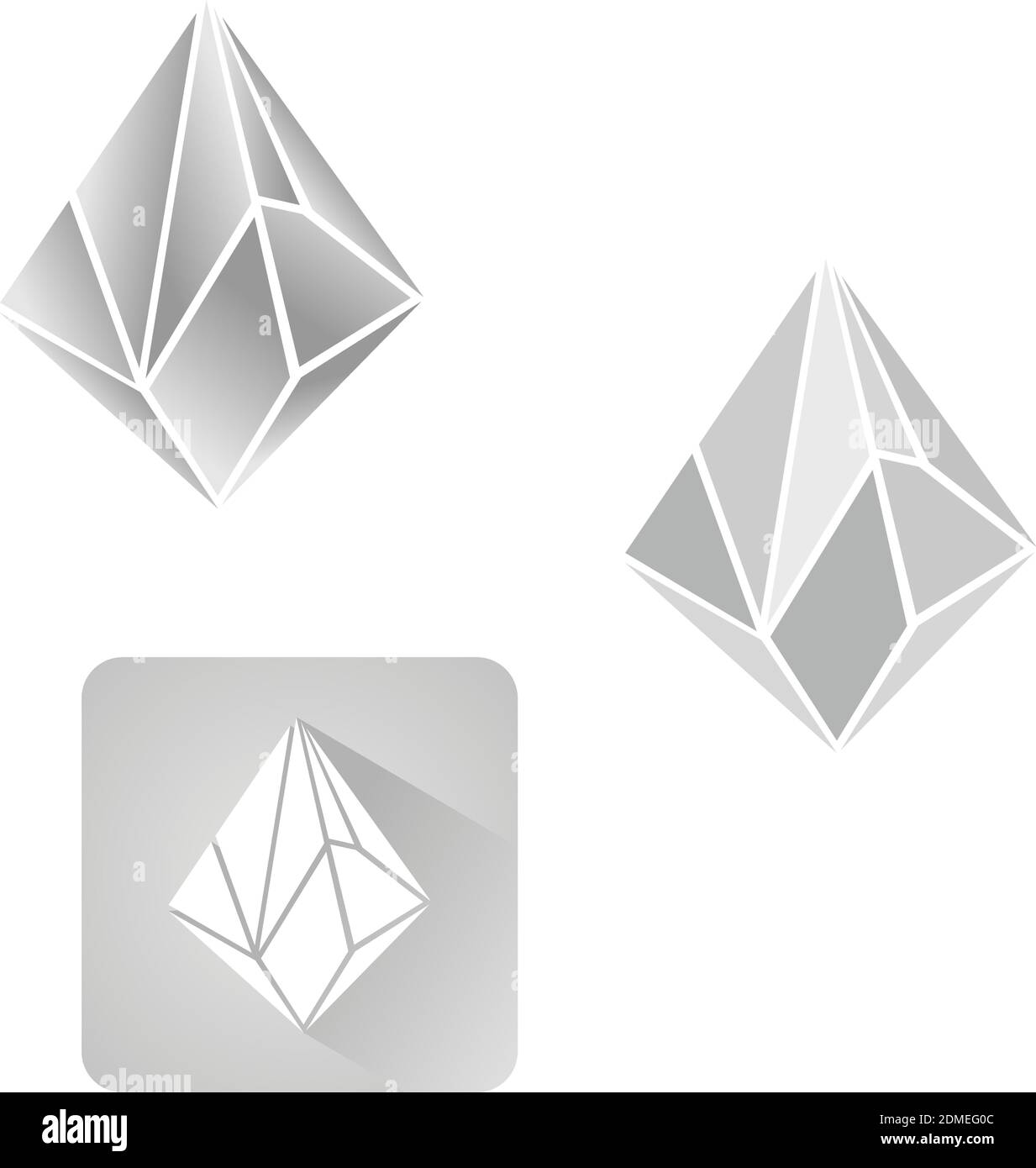 Diamond 3d shapes natural crystals outline. Vector illustration EPS.8 EPS.10 Stock Vector