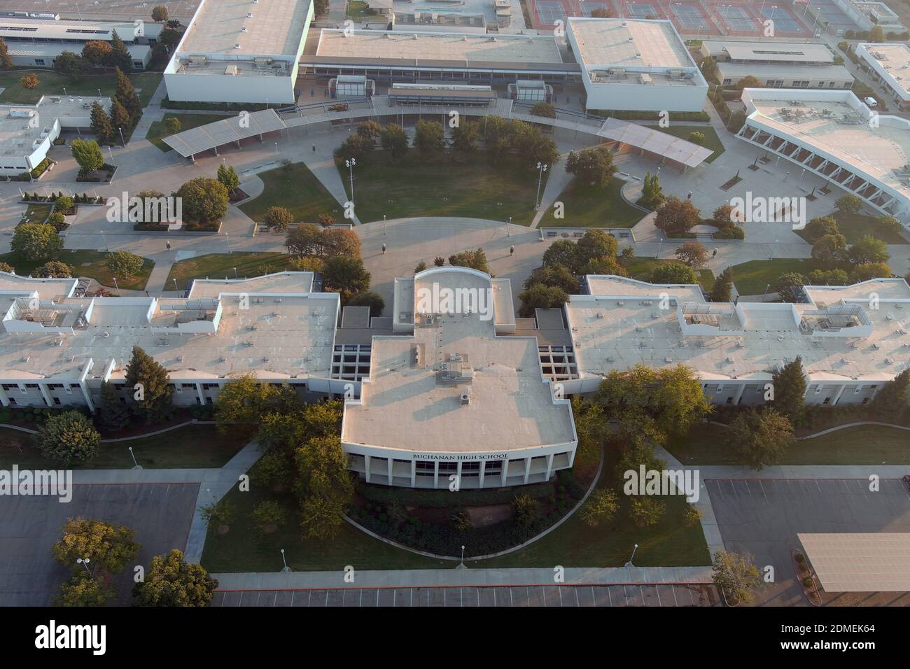 A general view of the Buchanan High School campus, Saturday, Oct. 31, 2020, in Clovis, Calif. Stock Photo
