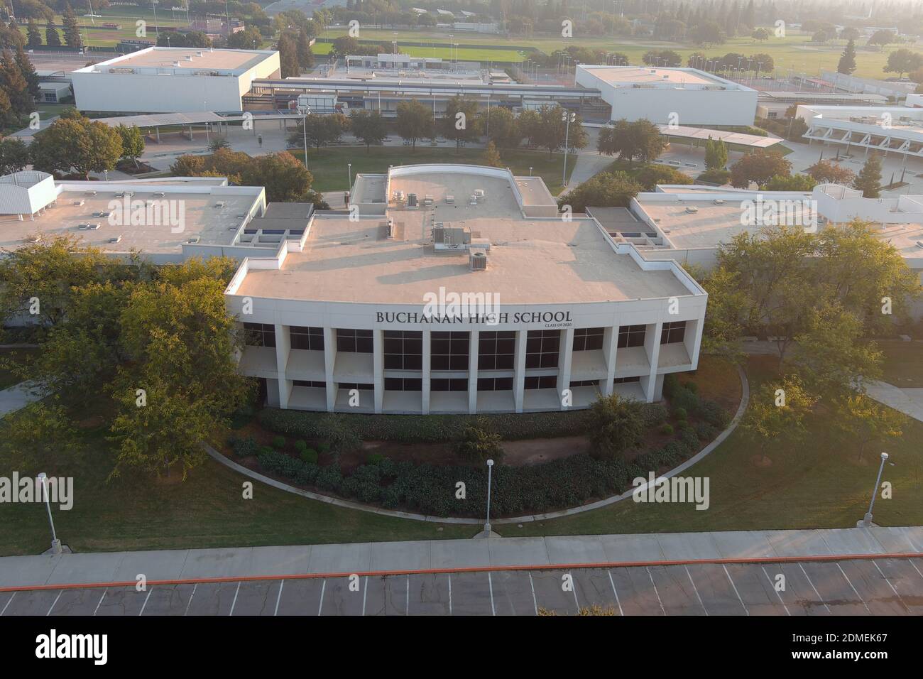 A general view of the Buchanan High School campus, Saturday, Oct. 31, 2020, in Clovis, Calif. Stock Photo