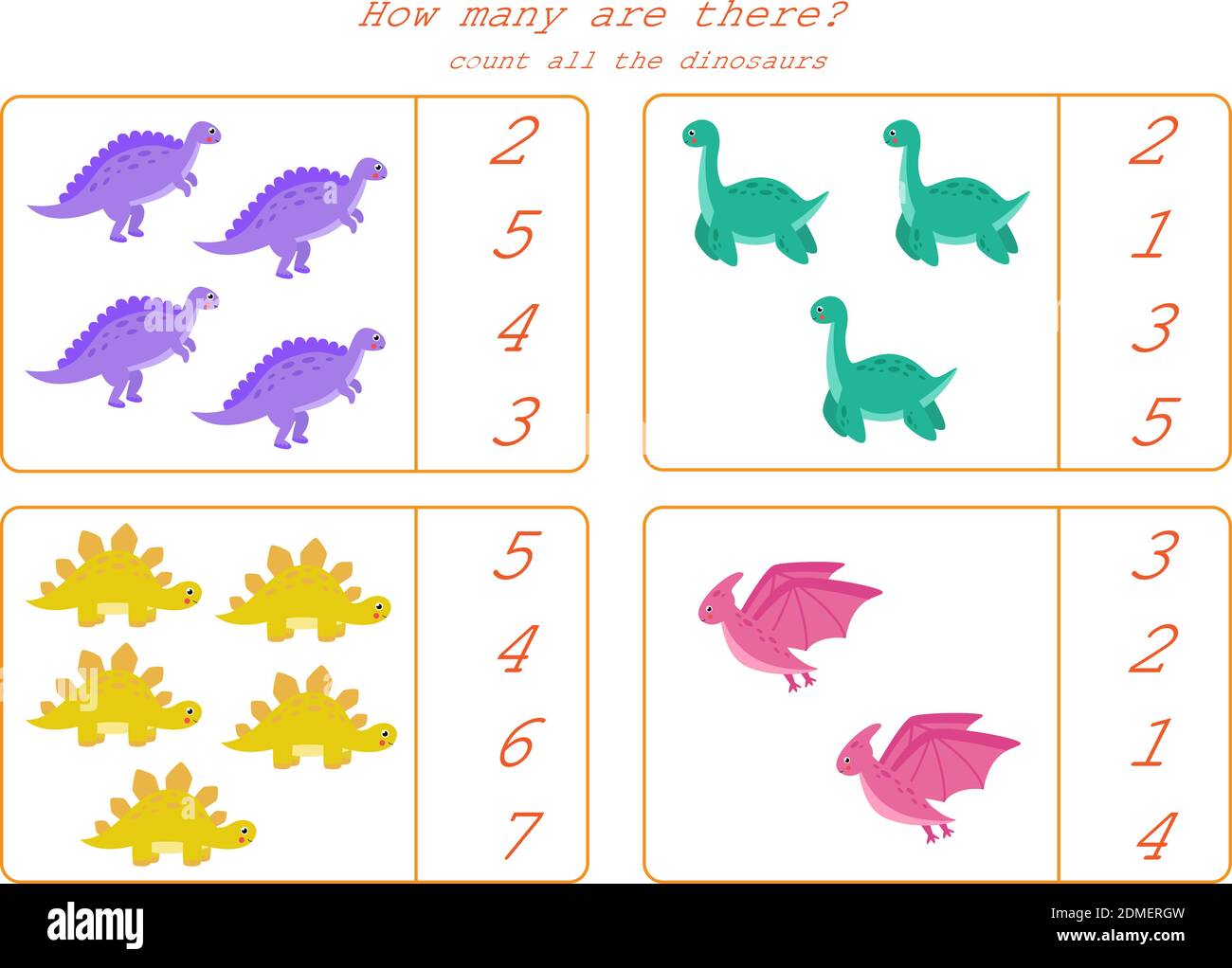 Count all dinosaurs and circle the correct answer. Educational math ...