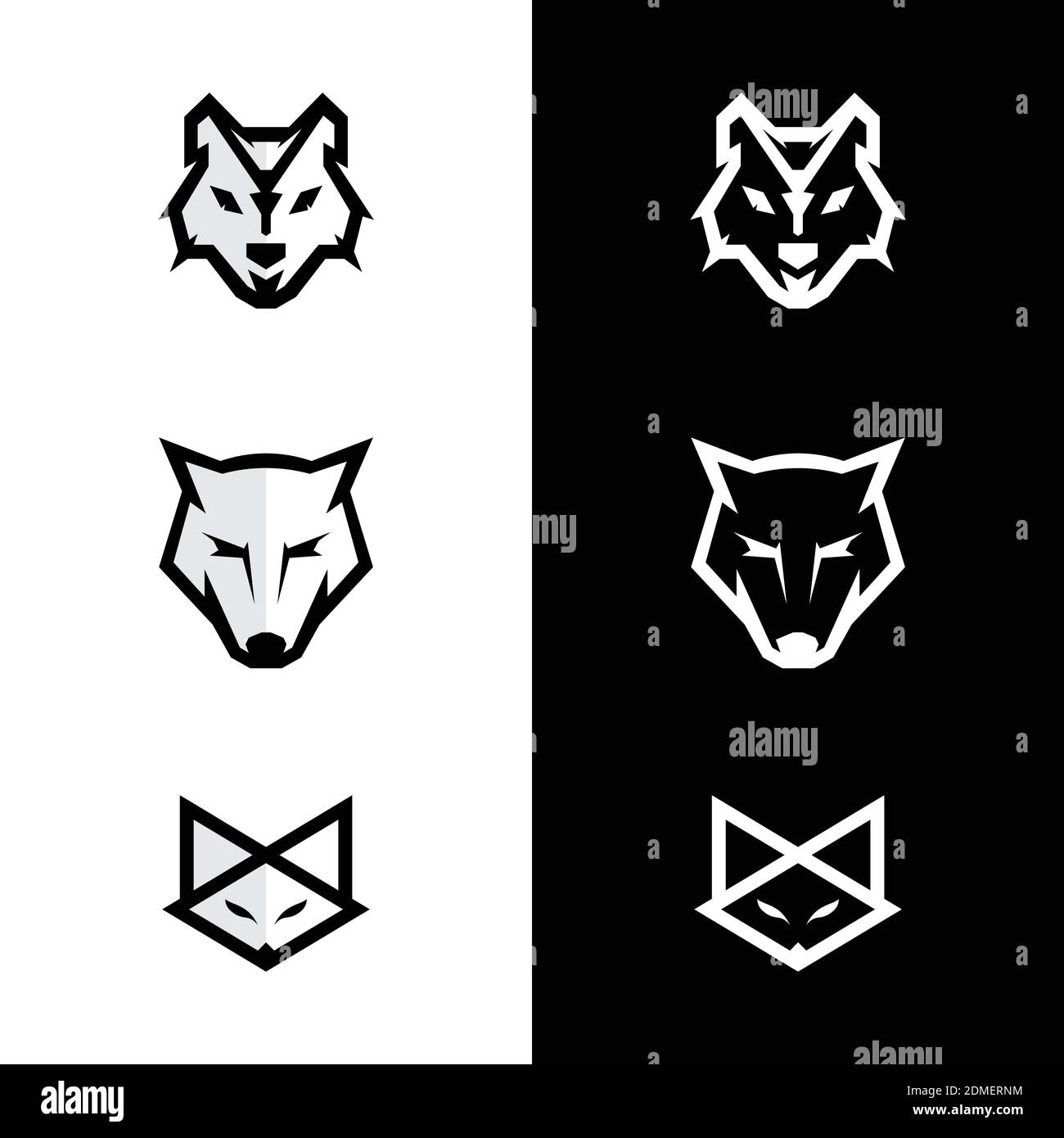Set Logo Fox And Wolf Face Logo Vector Wolf Vintage Design Element Black Silhouette Fox Vector Illustration Eps 8 Eps 10 Stock Vector Image Art Alamy