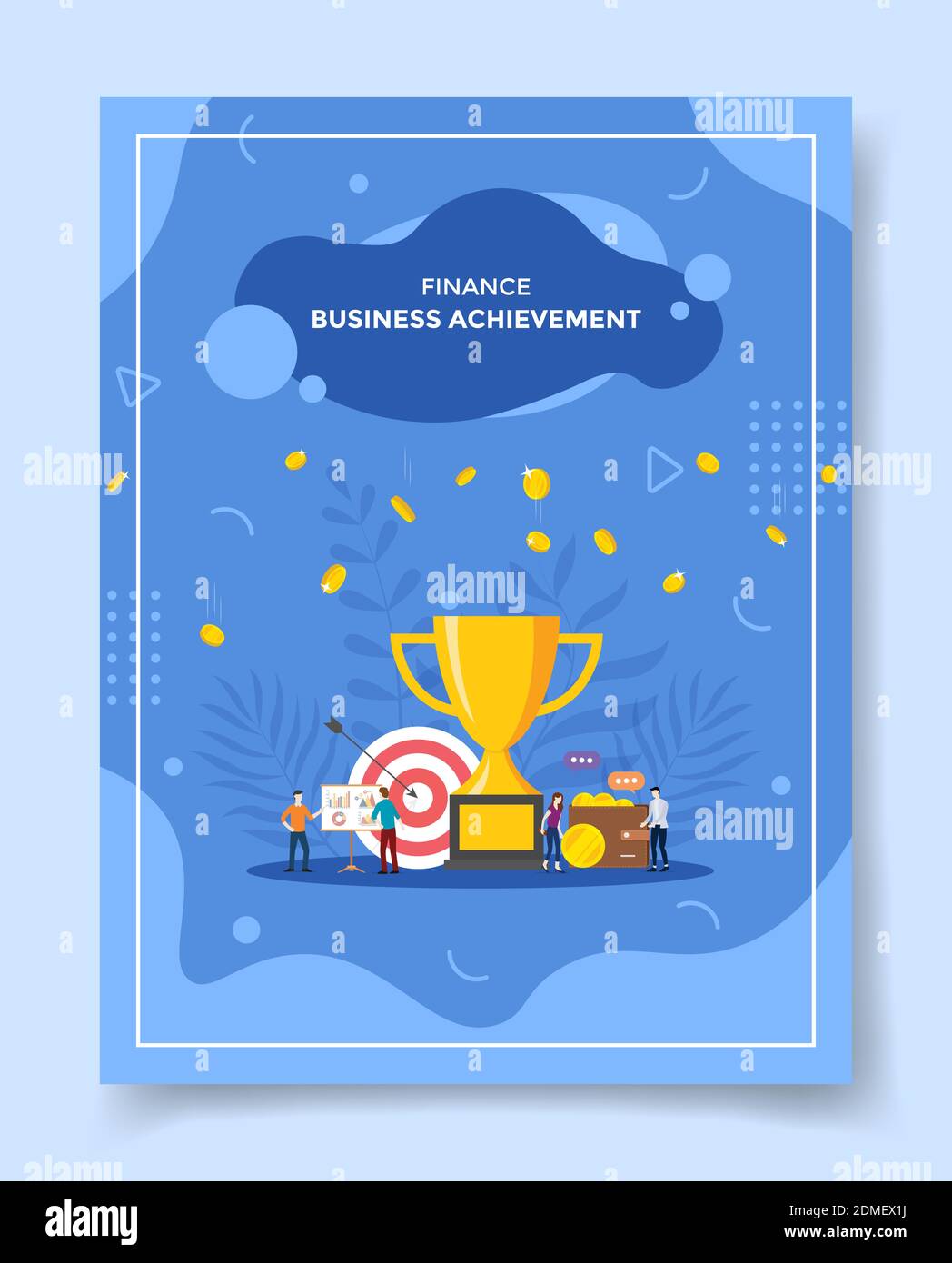 Finance business achievement people around trophy target wallet for