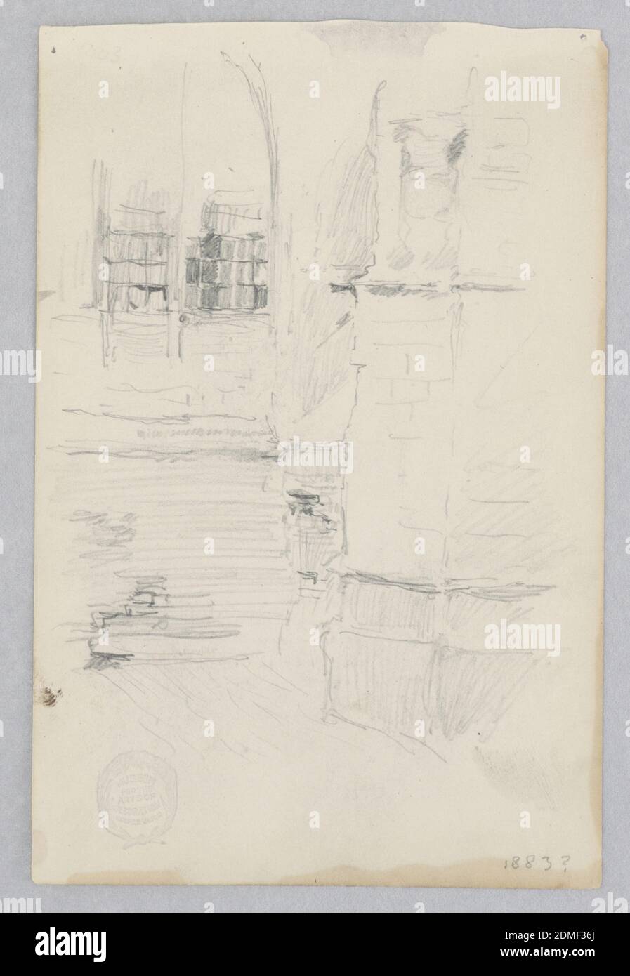 Doorway, Robert Frederick Blum, American, 1857–1903, Graphite on wove paper, Sketch of an arched doorway., USA, 1883, architecture, Drawing Stock Photo