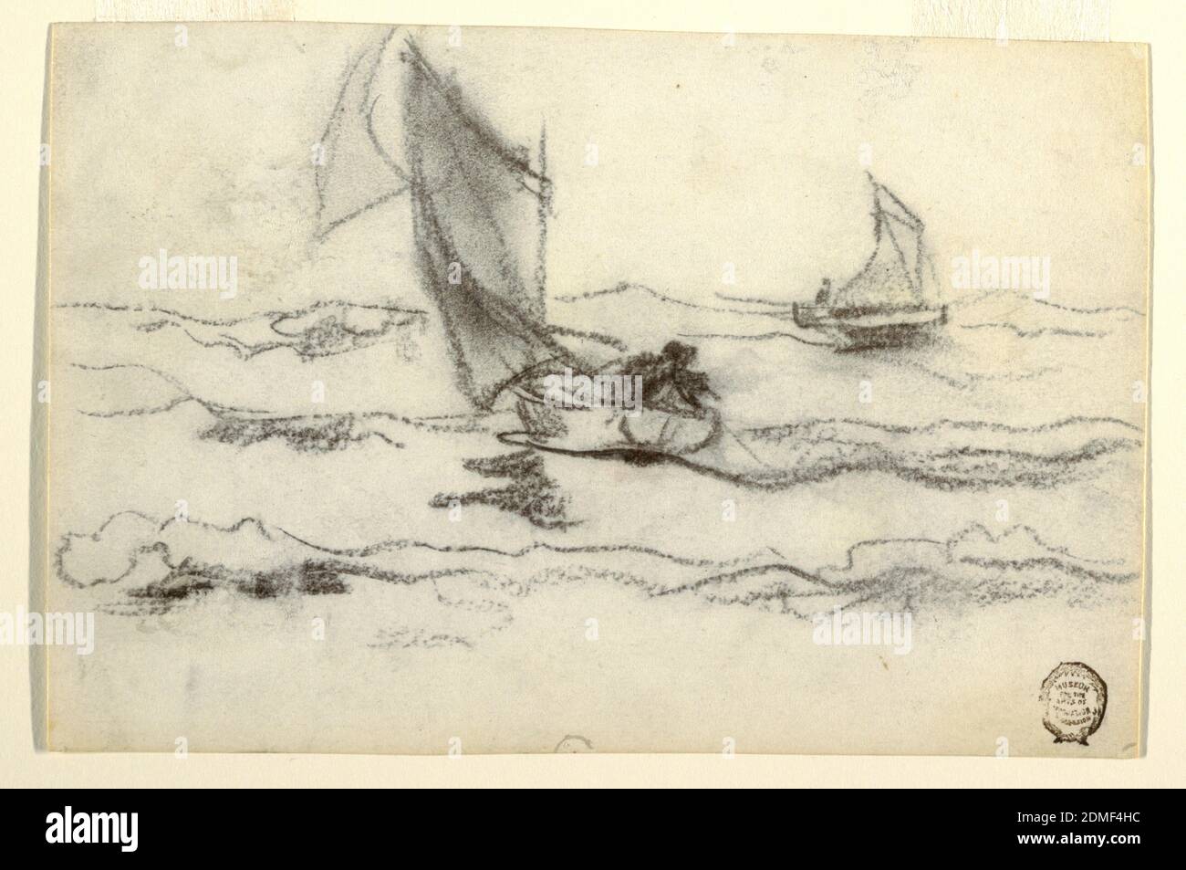 Sailing (Original Line Art, Pencil charcoal watercolour on paper