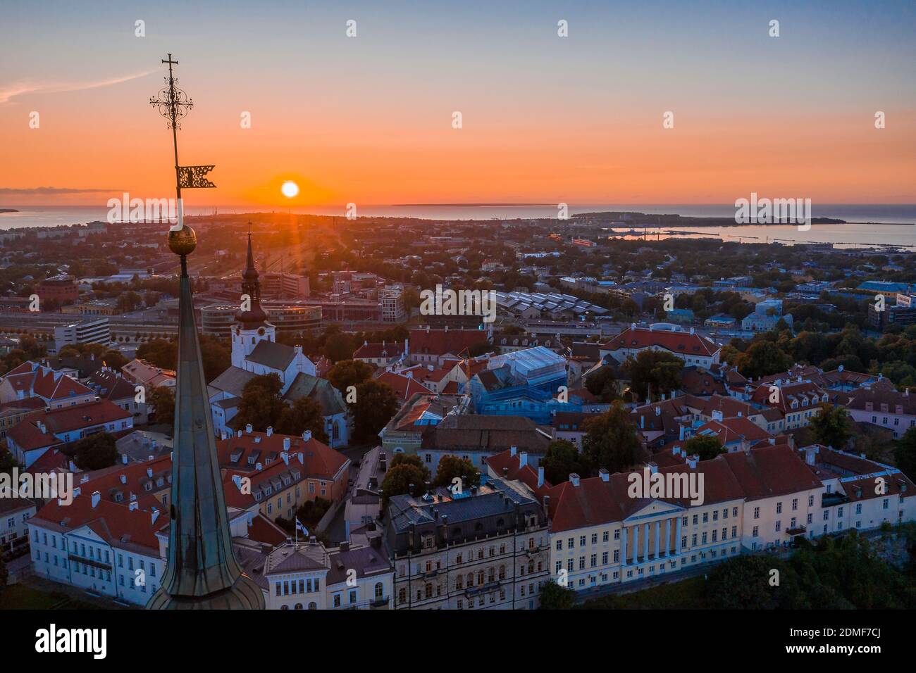 Amazing aerial drone shot of old town of Tallinn, Estonia at sunset.  Beautiful panorama of Tallinn Stock Photo - Alamy