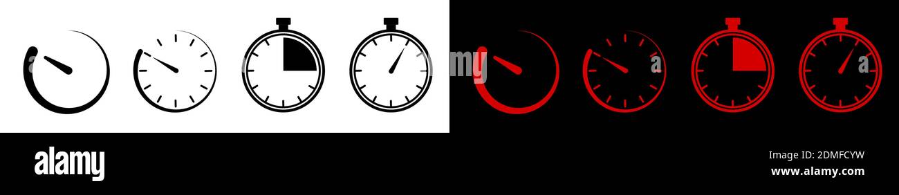 mechanical stopwatch dial with hands. Set of stylized icons. Countdown ...