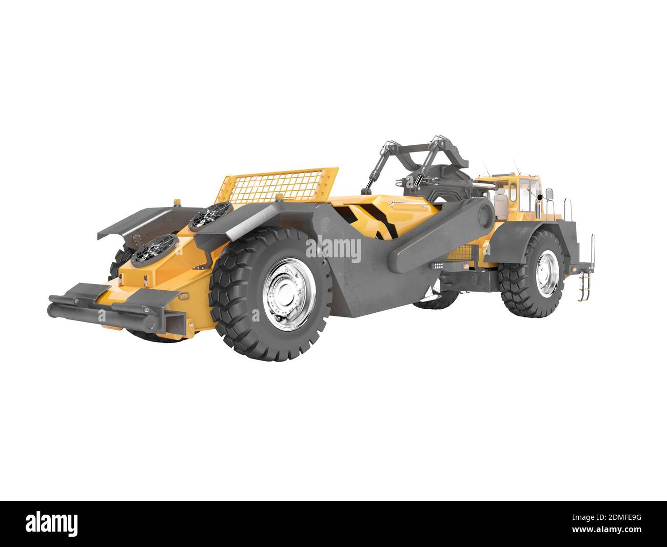 Land transport machine scraper 3D rendering on white background no ...