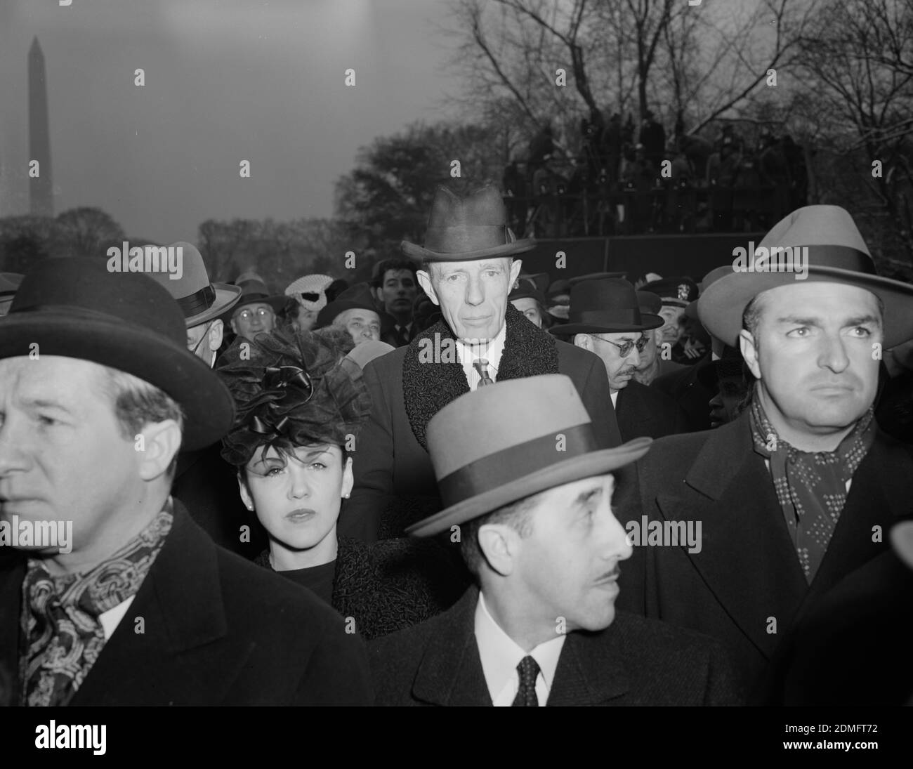 Guests gathered on the South Lawn of the White House to hear President Franklin Delano Roosevelt's fourth term inaugural address in January 1945, Stock Photo
