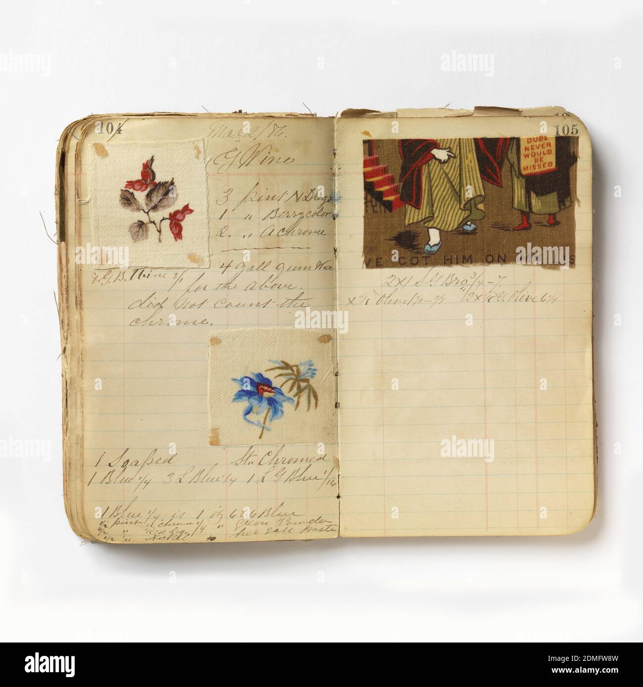 Dyer&rsquo;s record book, Cocheco Print Works, (Dover, NH, USA), Label 