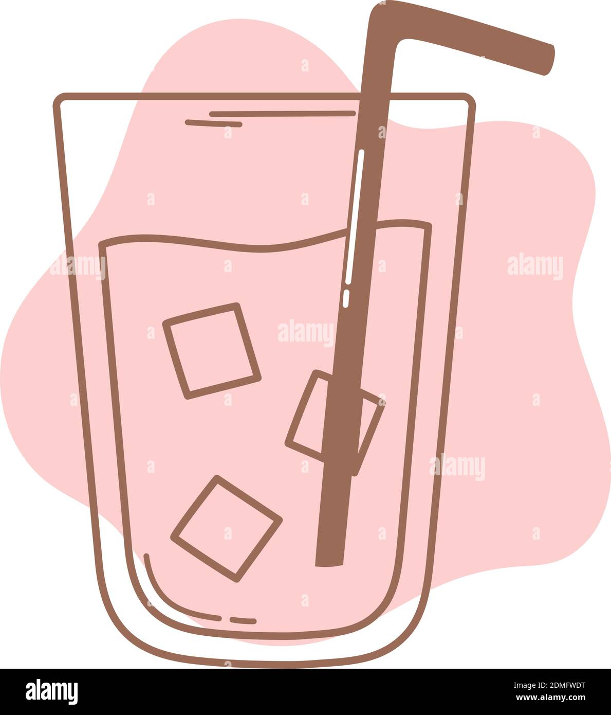 coffee or tea beverage drink cold with straw icon line and fill vector