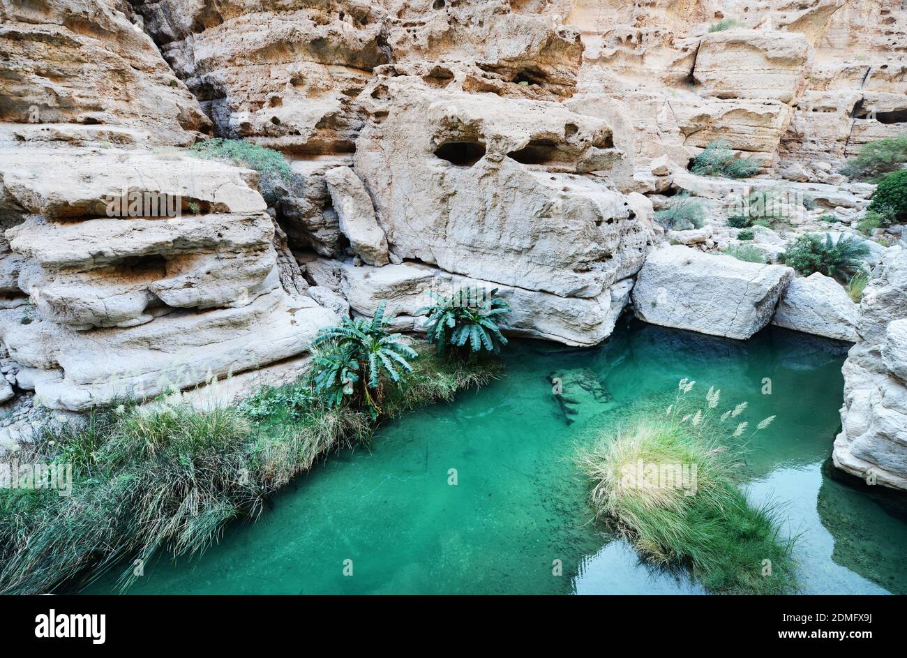 The beautiful Wadi Shab in Oman. Stock Photo