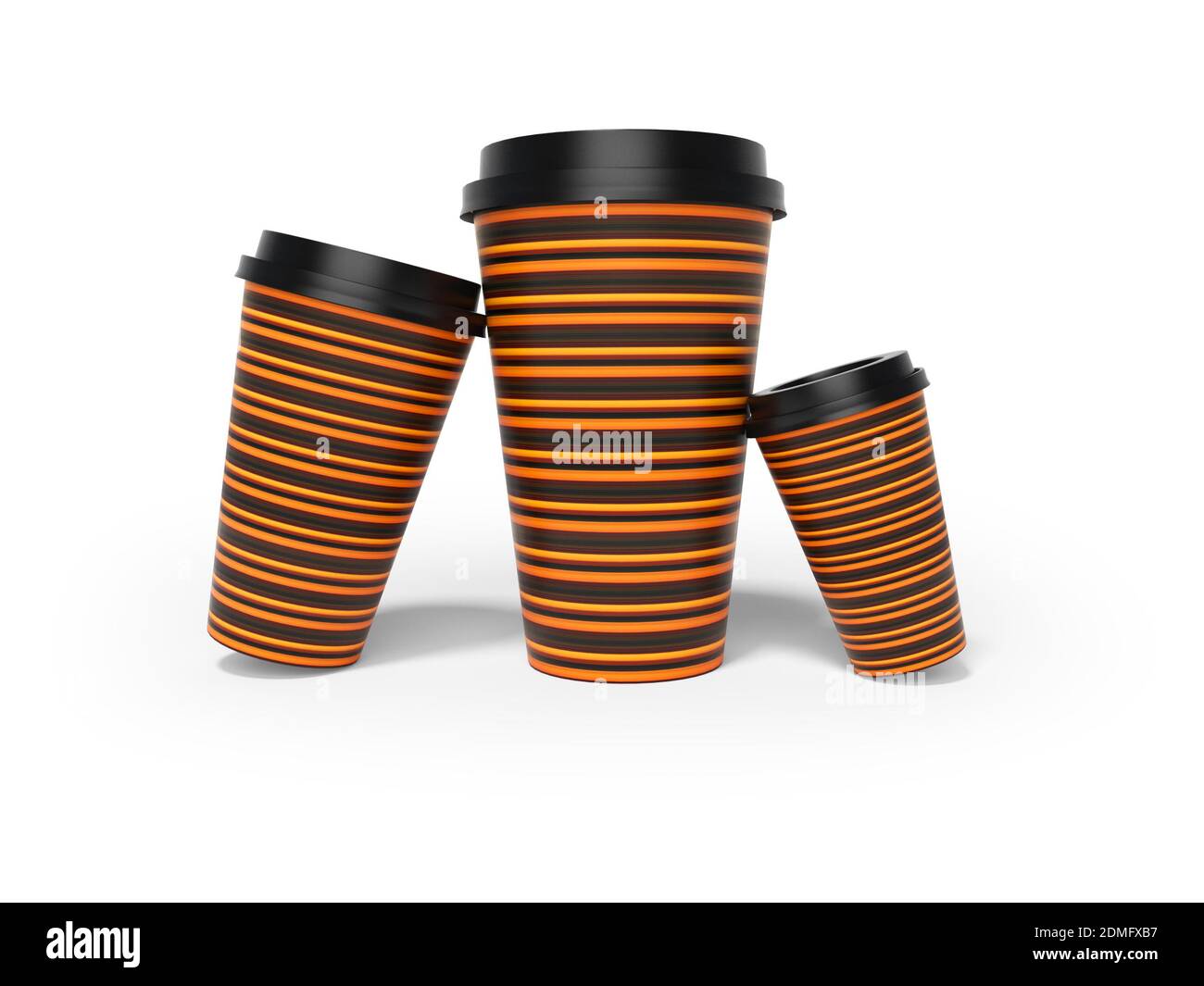 Paper cups for hot tea 3D rendering on white background with shadow ...