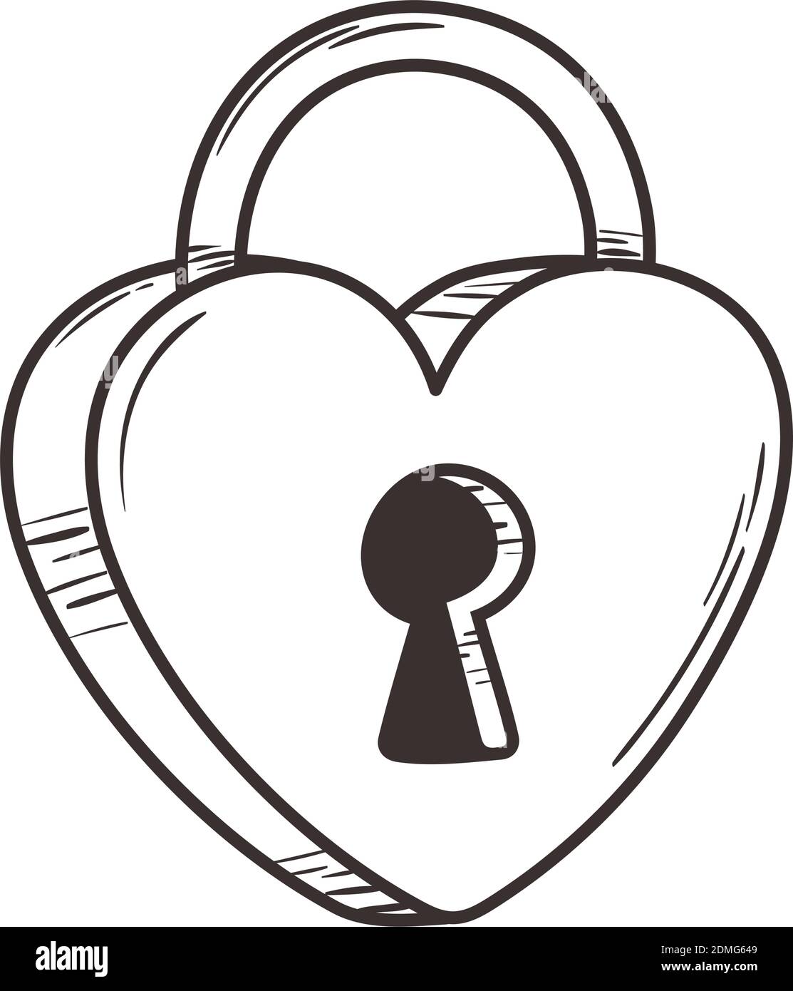 padlock shaped heart love romantic doodle icon design vector ...