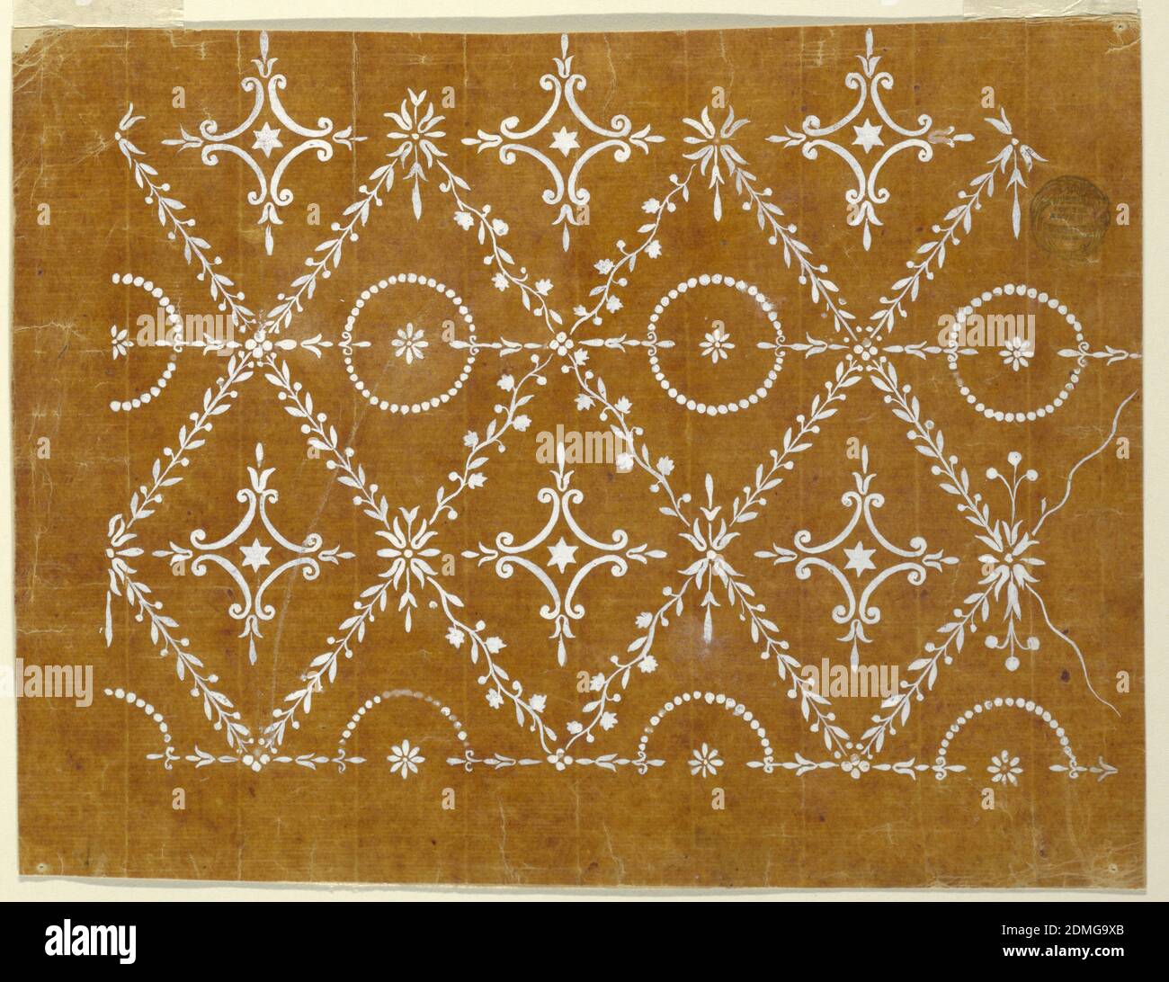 Floral field and border, White on glazed paper, France, 1780–1815 ...