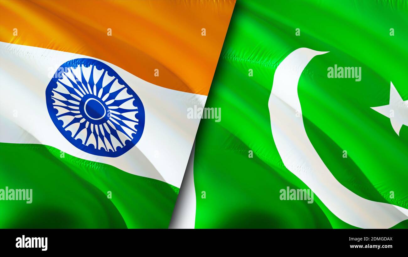 India and Pakistan flags. 3D Waving flag design. India Pakistan flag,  picture, wallpaper. India vs Pakistan image,3D rendering. India Pakistan  relatio Stock Photo - Alamy