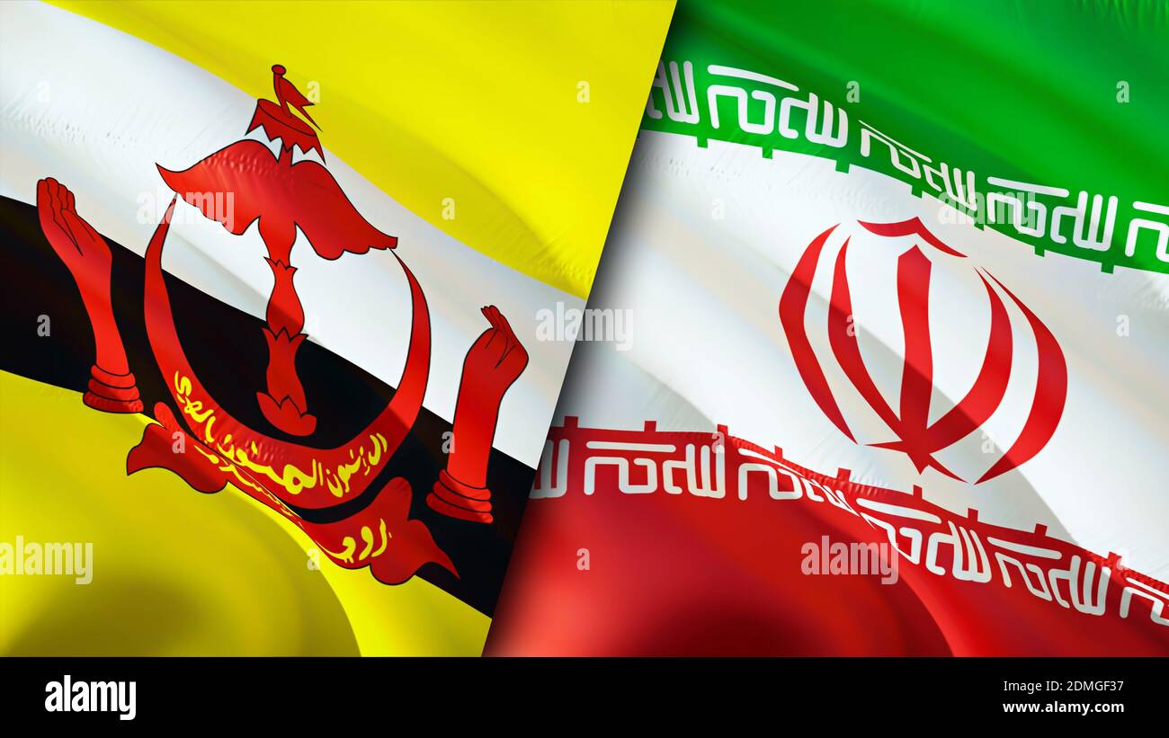 Brunei and Iran flags. 3D Waving flag design. Brunei Iran flag, picture,  wallpaper. Brunei vs Iran image,3D rendering. Brunei Iran relations  alliance Stock Photo - Alamy