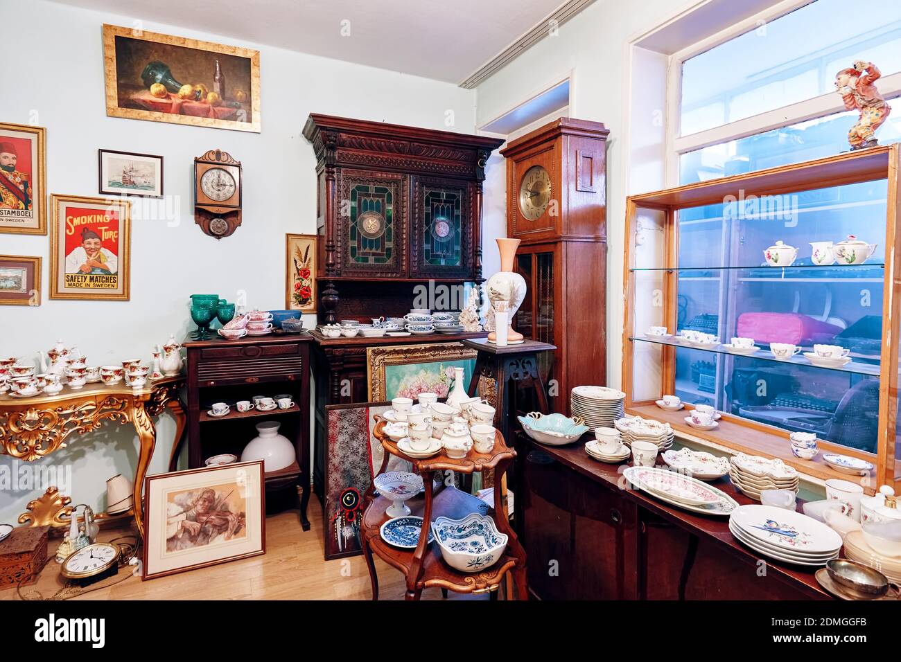 Ankara, Turkey October, 2020 Interior of an antique store with old