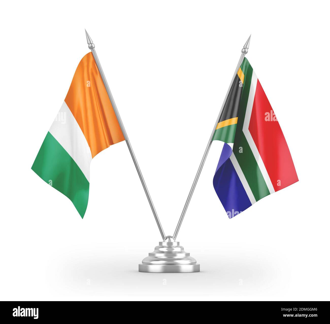 South Africa and Cote d'Ivoire Ivory coast table flags isolated on