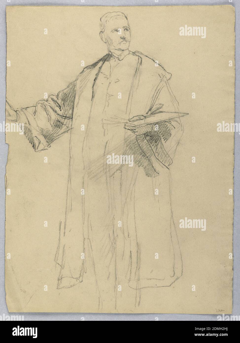 Study for 'Titian Showing, Daniel Huntington, American, 1816–1906, Graphite Support: Gray Wove Paper, USA, 1872, figures, Drawing Stock Photo