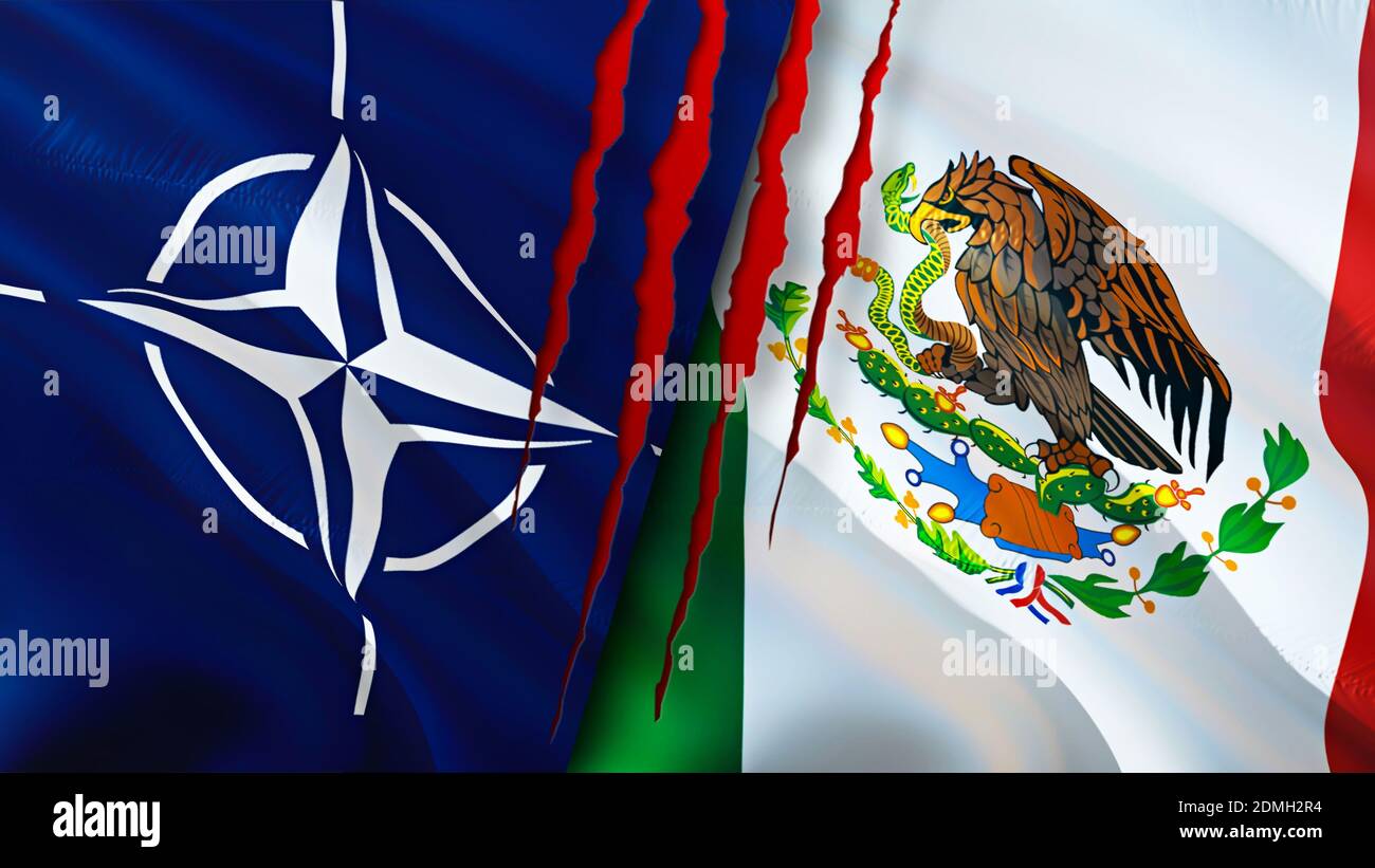 NATO and Mexico flags with scar concept