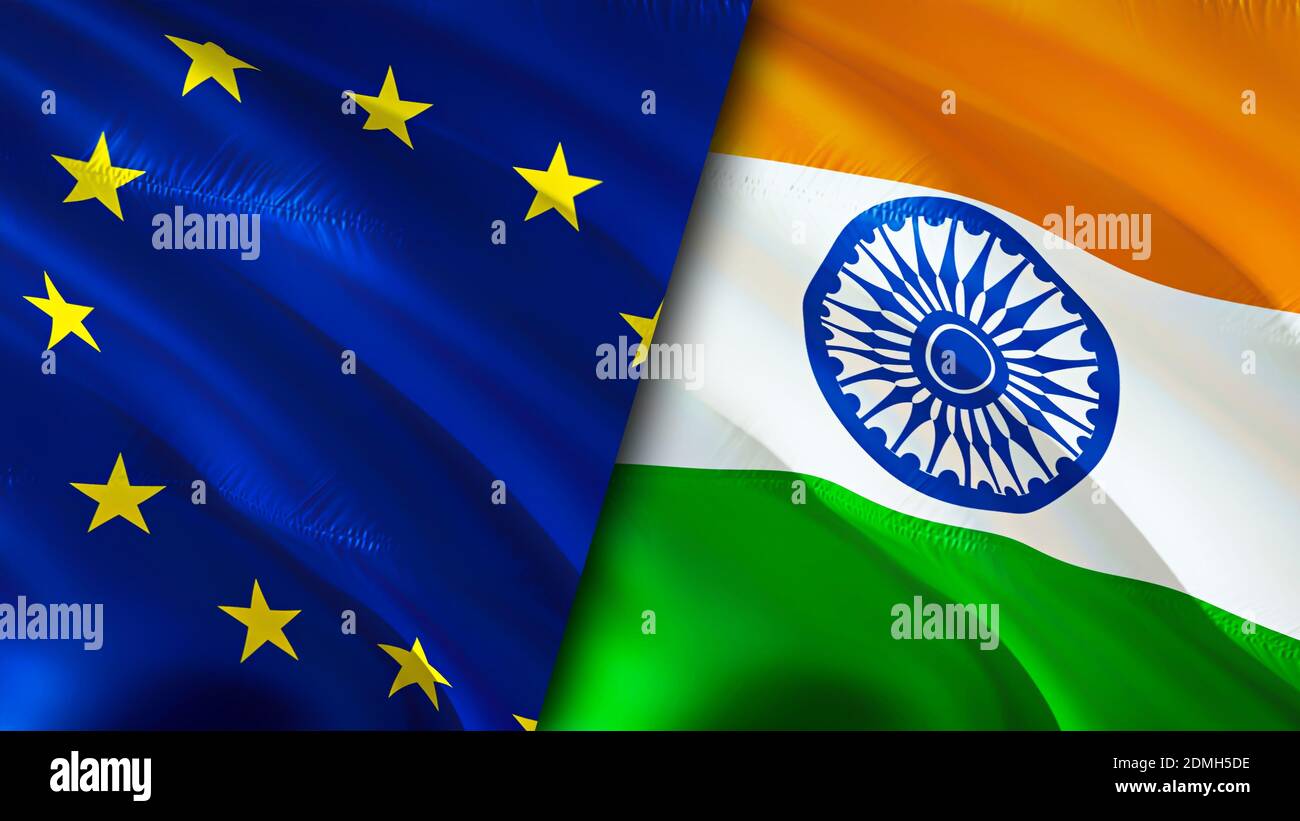 European Union and India flags. 3D Waving flag design. European Union India  flag, picture, wallpaper. European Union vs India image,3D rendering. Euro  Stock Photo - Alamy