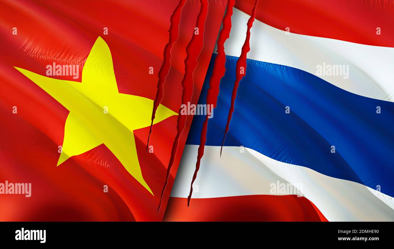 Vietnam and Thailand flags. 3D Waving flag design. Vietnam Thailand flag,  picture, wallpaper. Vietnam vs Thailand image,3D rendering. Vietnam Thailand  Stock Photo - Alamy