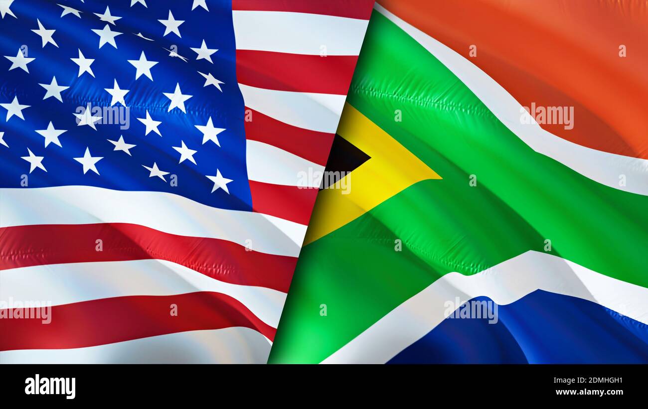 USA and South Africa flags. 3D Waving flag design. USA South Africa flag,  picture, wallpaper. USA vs South Africa image,3D rendering. USA South Africa  Stock Photo - Alamy
