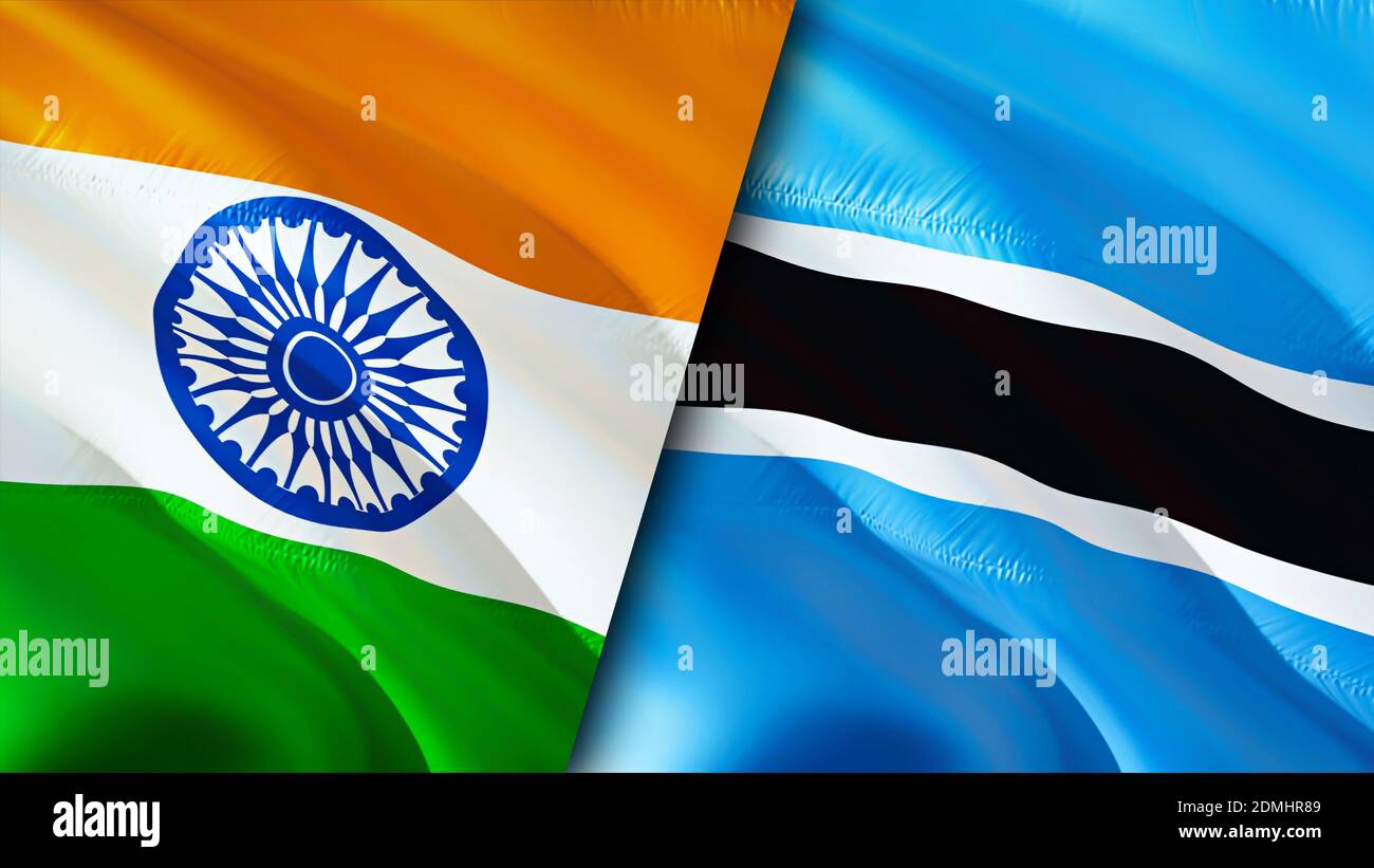 India and Botswana flags. 3D Waving flag design. India Botswana flag,  picture, wallpaper. India vs Botswana image,3D rendering. India Botswana  relatio Stock Photo - Alamy