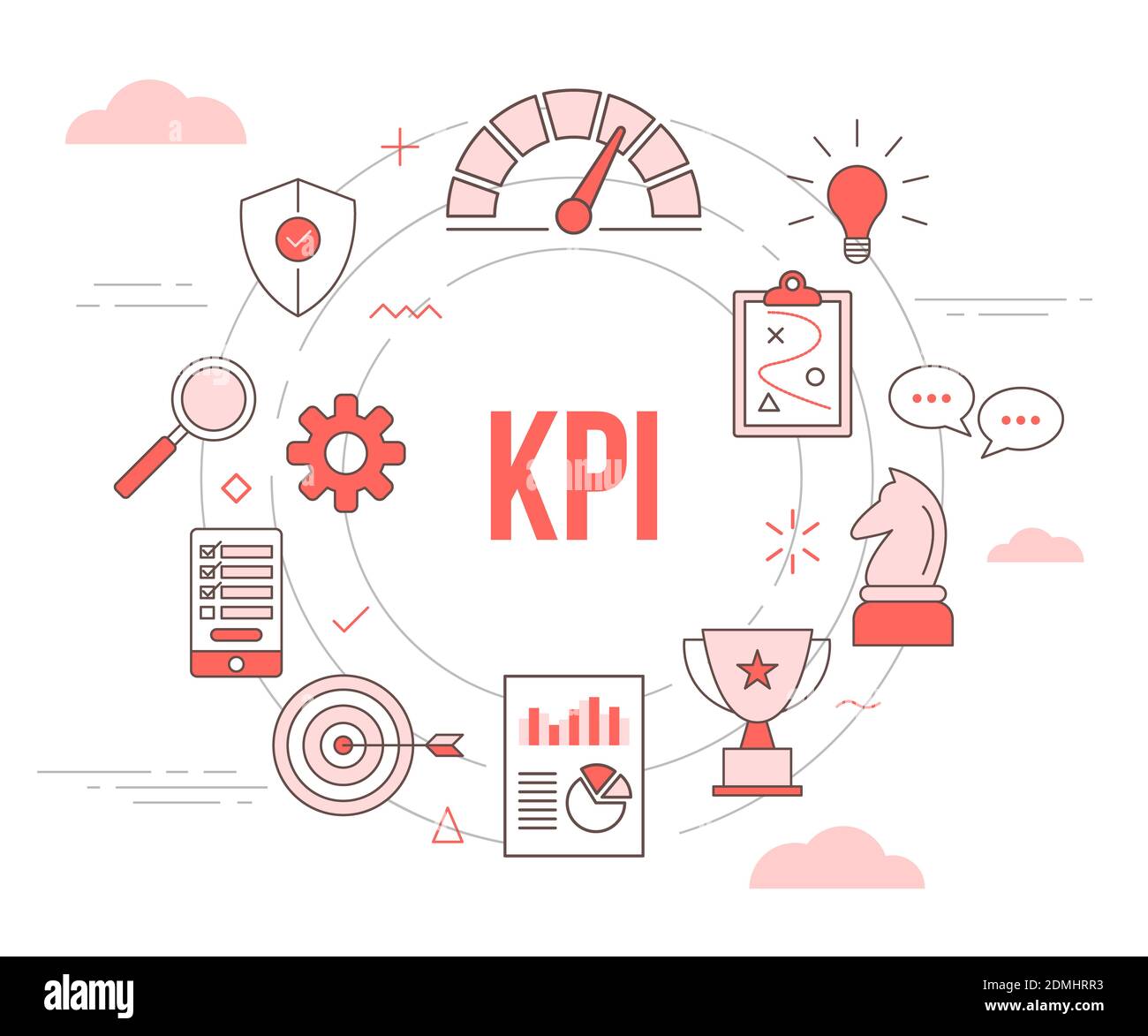 kpi concept speedometer strategy chess plan chart trophy shield ...