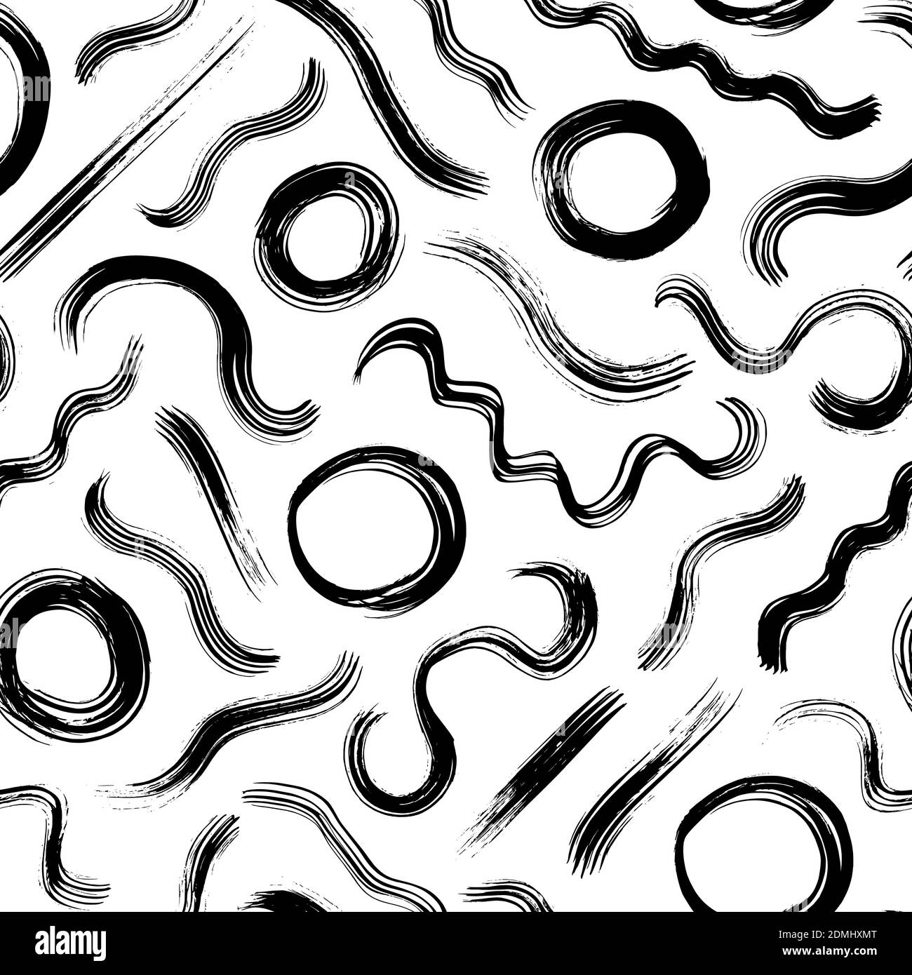 Seamless pattern with wavy lines and circles Stock Vector