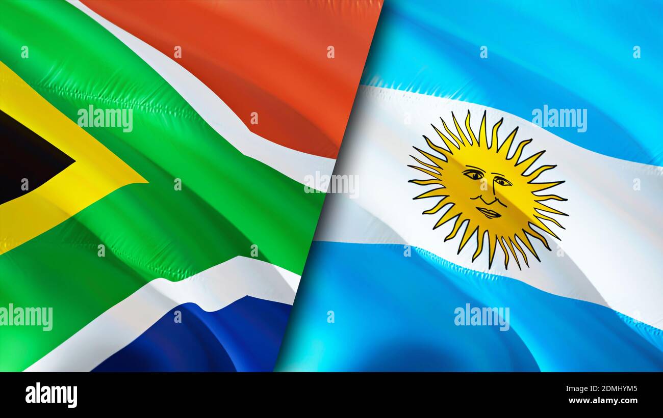 South Africa and Argentina flags. 3D Waving flag design. South Africa ...