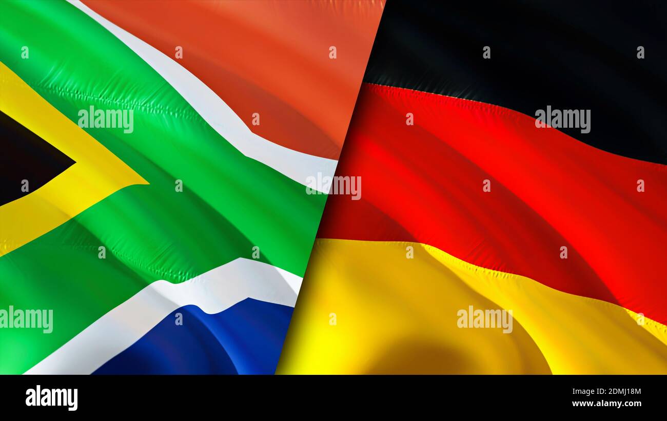 South Africa and Germany flags. 3D Waving flag design. South Africa