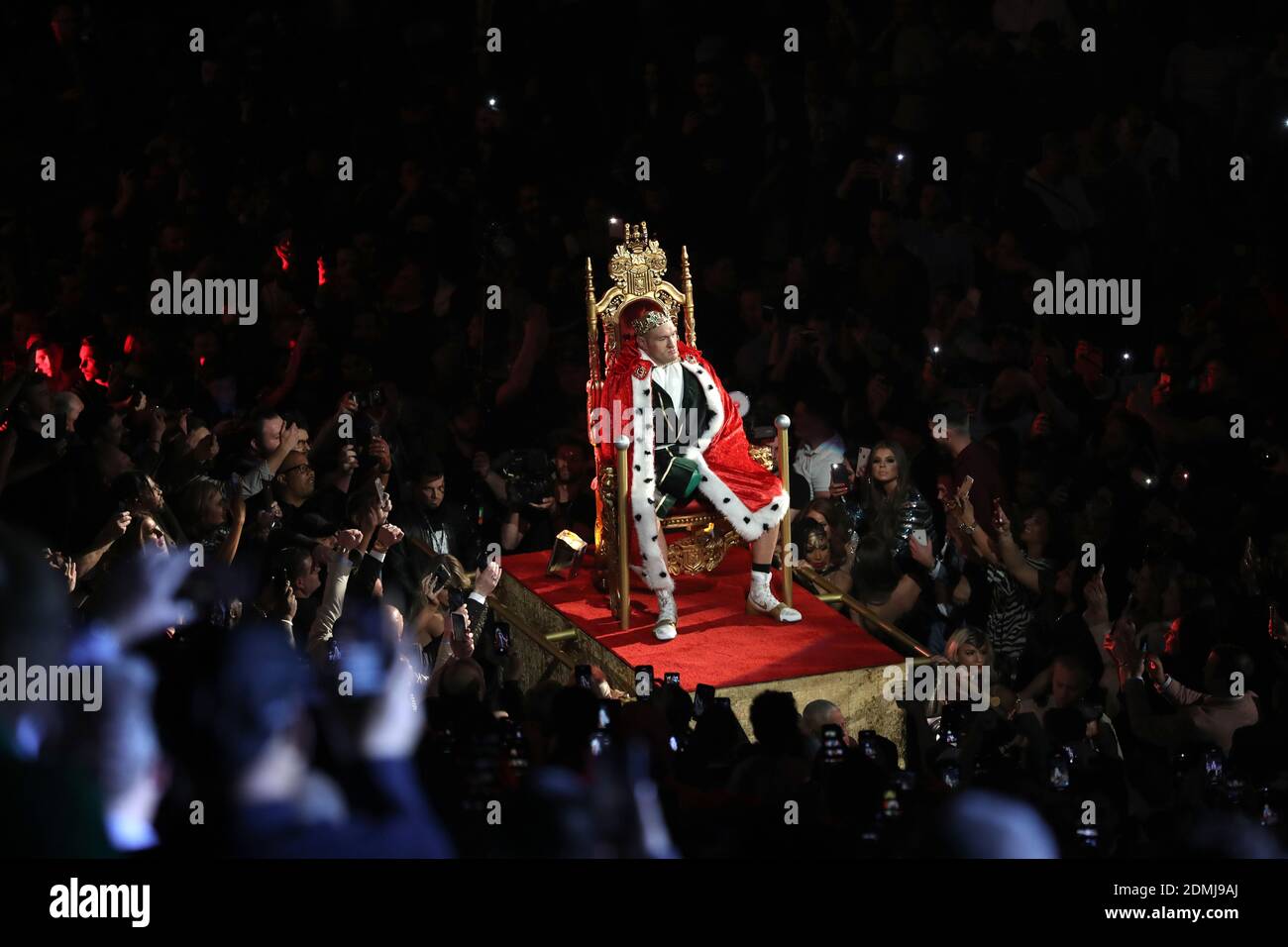 Here is the PA news agency’s selection of pictures of the year. Tyson Fury poses on a throne during his ring walk ahead of fighting Deontay Wilder in Las Vegas. British boxer Fury produced a stunning performance of patience and power to stop the American in the seventh round and finally win the WBC world heavyweight title. Fourteen months on from a controversial draw between the fighters, the ‘Gypsy King’ floored his opponent twice before Wilder’s corner threw in the towel. Stock Photo