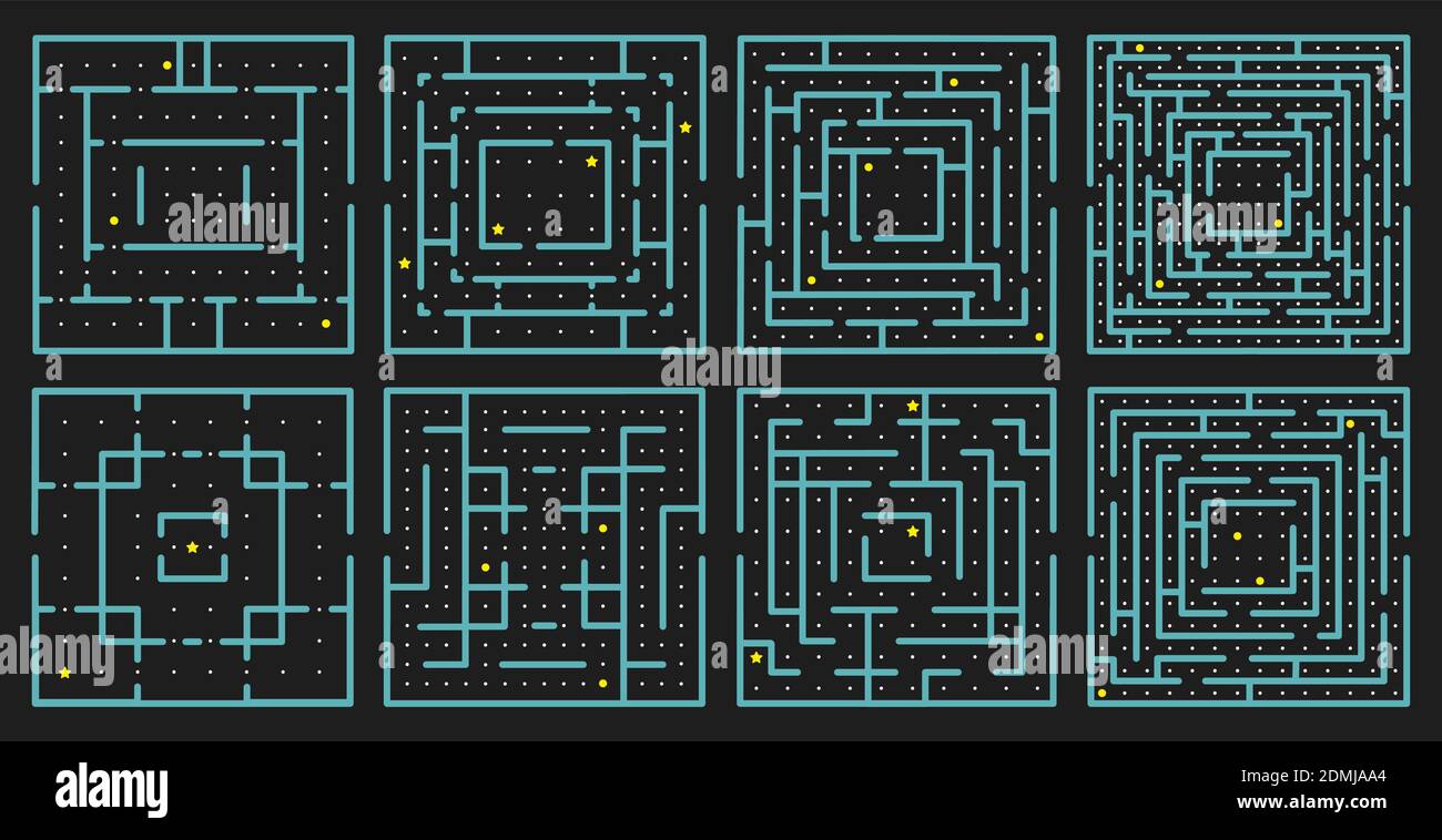 Maze arcade game. Rectangle labyrinth puzzle, arcade maze conundrum