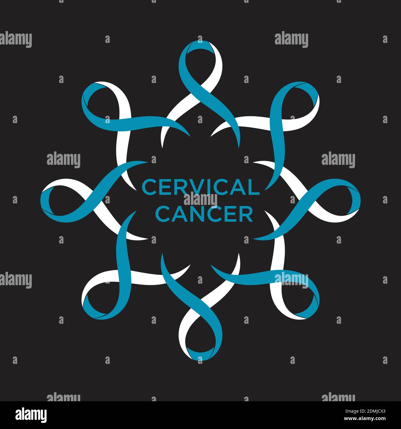 Cancer ribbon white and teal color representing the support of tackling