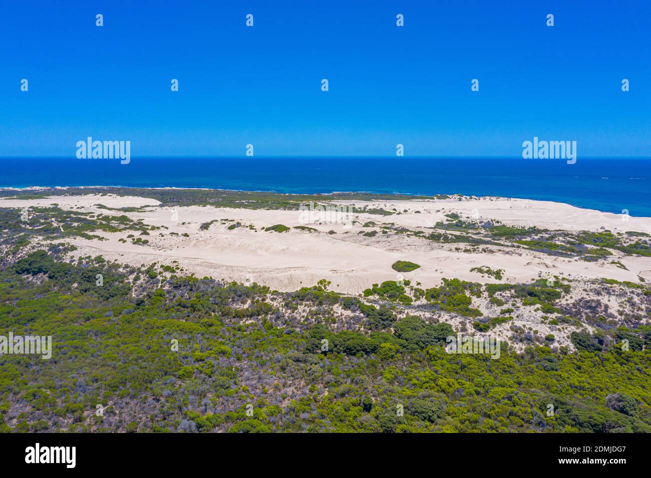 Perth Sand Aerial view of sand dunes covered with bushes in Western Australia ...