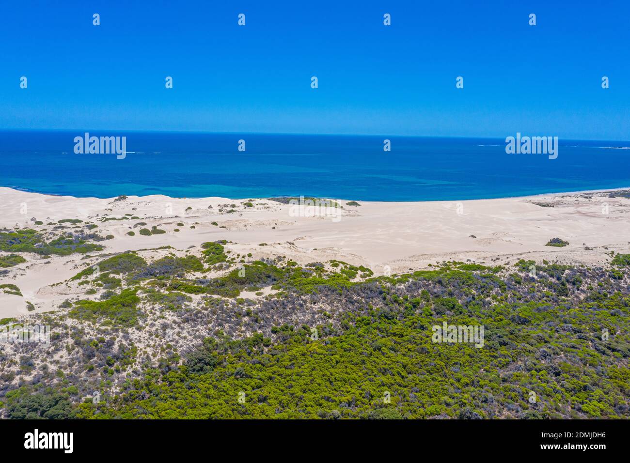 Perth Sand Aerial view of sand dunes covered with bushes in Western Australia ...