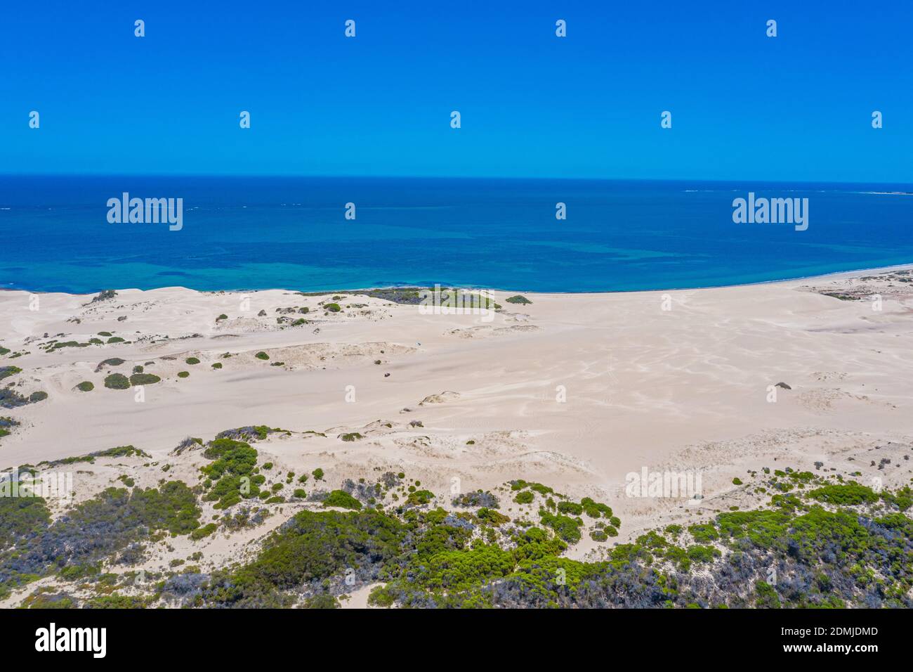 Perth Sand Aerial view of sand dunes covered with bushes in Western Australia ...
