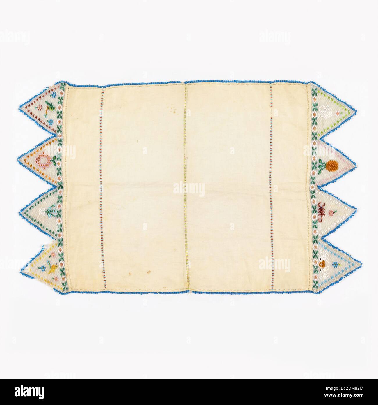 Sampler, Medium: glass beads, cotton Technique: beads sewn on individually; strung individually for the edge, Three bands sewn together with withdrawn element work. Each end has four beadwork tabs., Mexico, 19th century, embroidery & stitching, Sampler Stock Photo