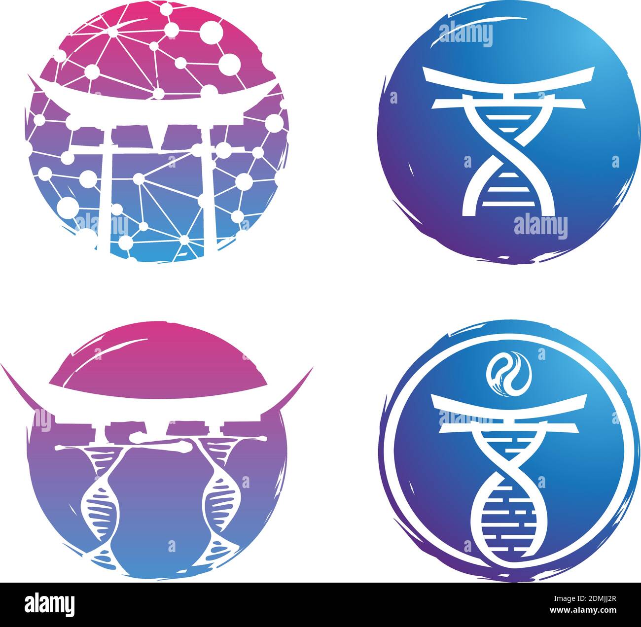Illustration logo design DNA colorful on white background. Colorful logo design vector Stock Vector