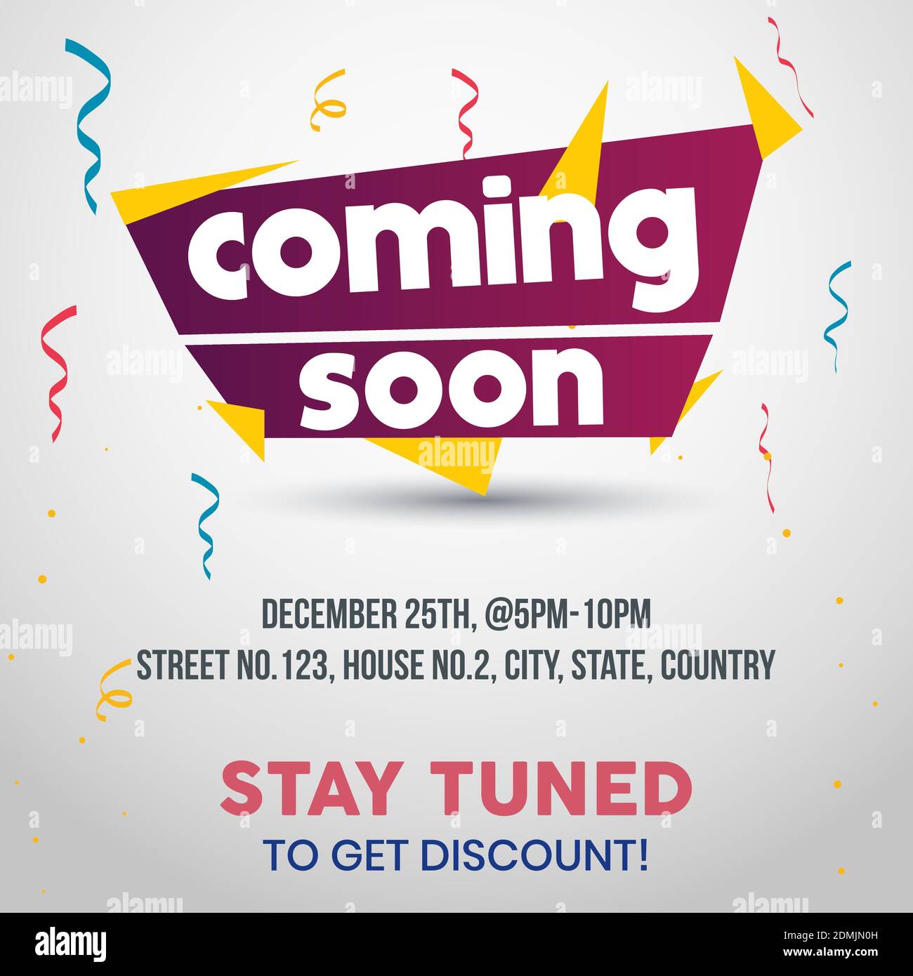 Coming Soon And Stay Tuned Post For Social Media Marketing Stay Tuned And Get Discount Post For Website And Printing Banner Template In Decent Design Stock Vector Image Art Alamy