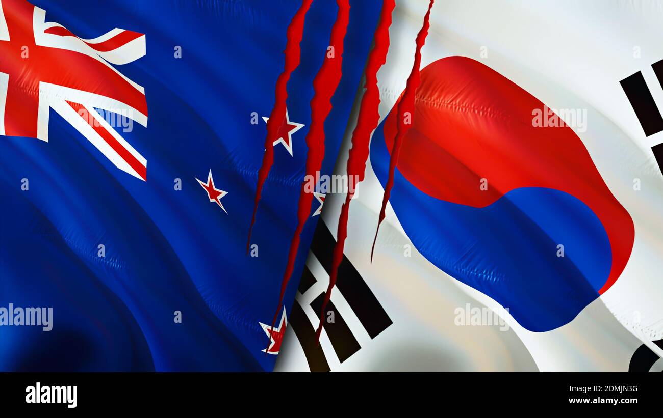 Interpretive Søgemaskine optimering Kritisere New Zealand and South Korea flags with scar concept. Waving flag 3D  rendering. New Zealand and South Korea conflict concept. New Zealand South  Korea r Stock Photo - Alamy