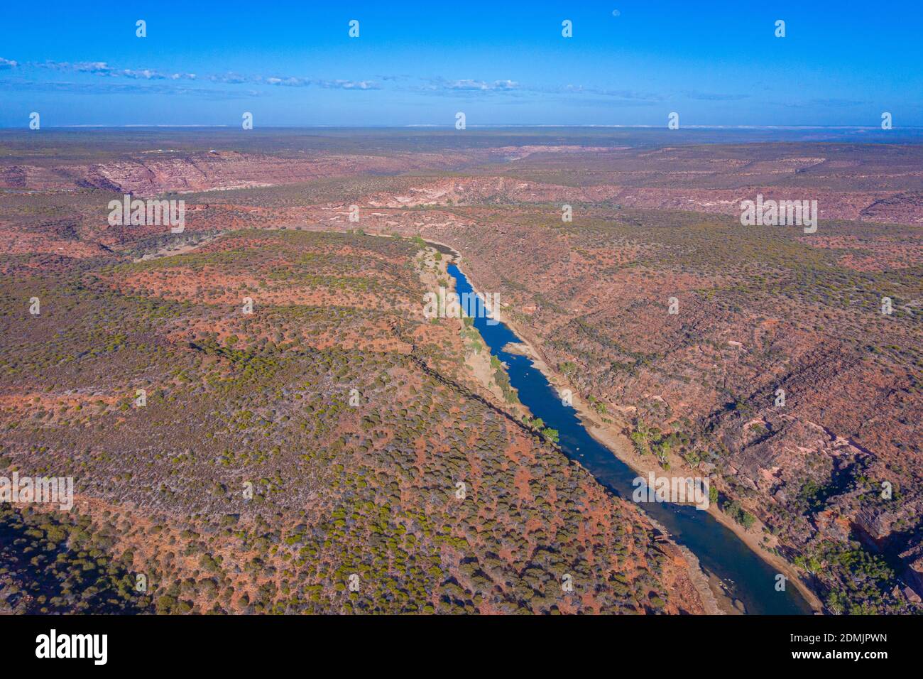 Aerial view of Murchison river reaching the loop at Kalbarri national park in Australia Stock Photo