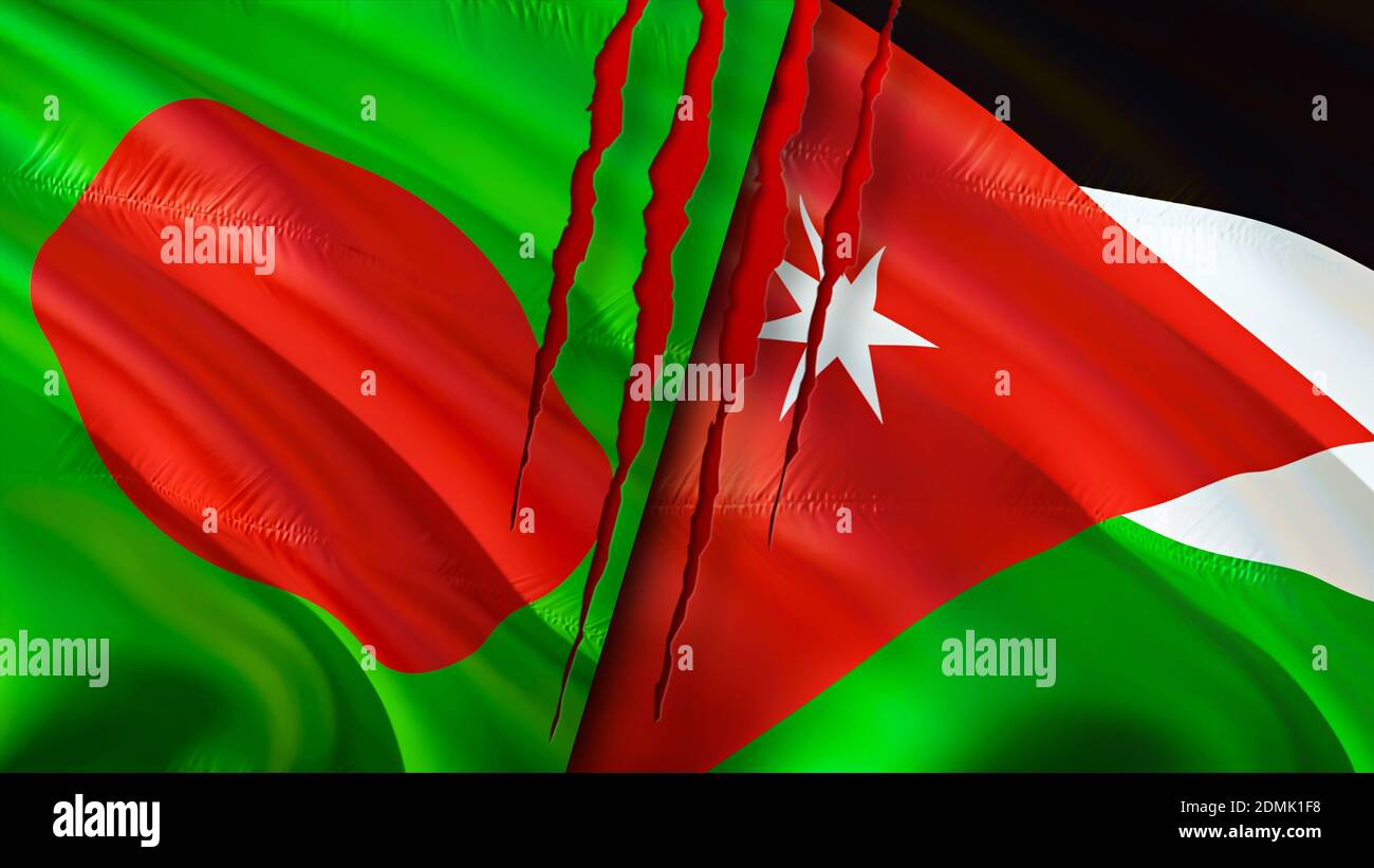 Bangladesh and Jordan flags with scar 
