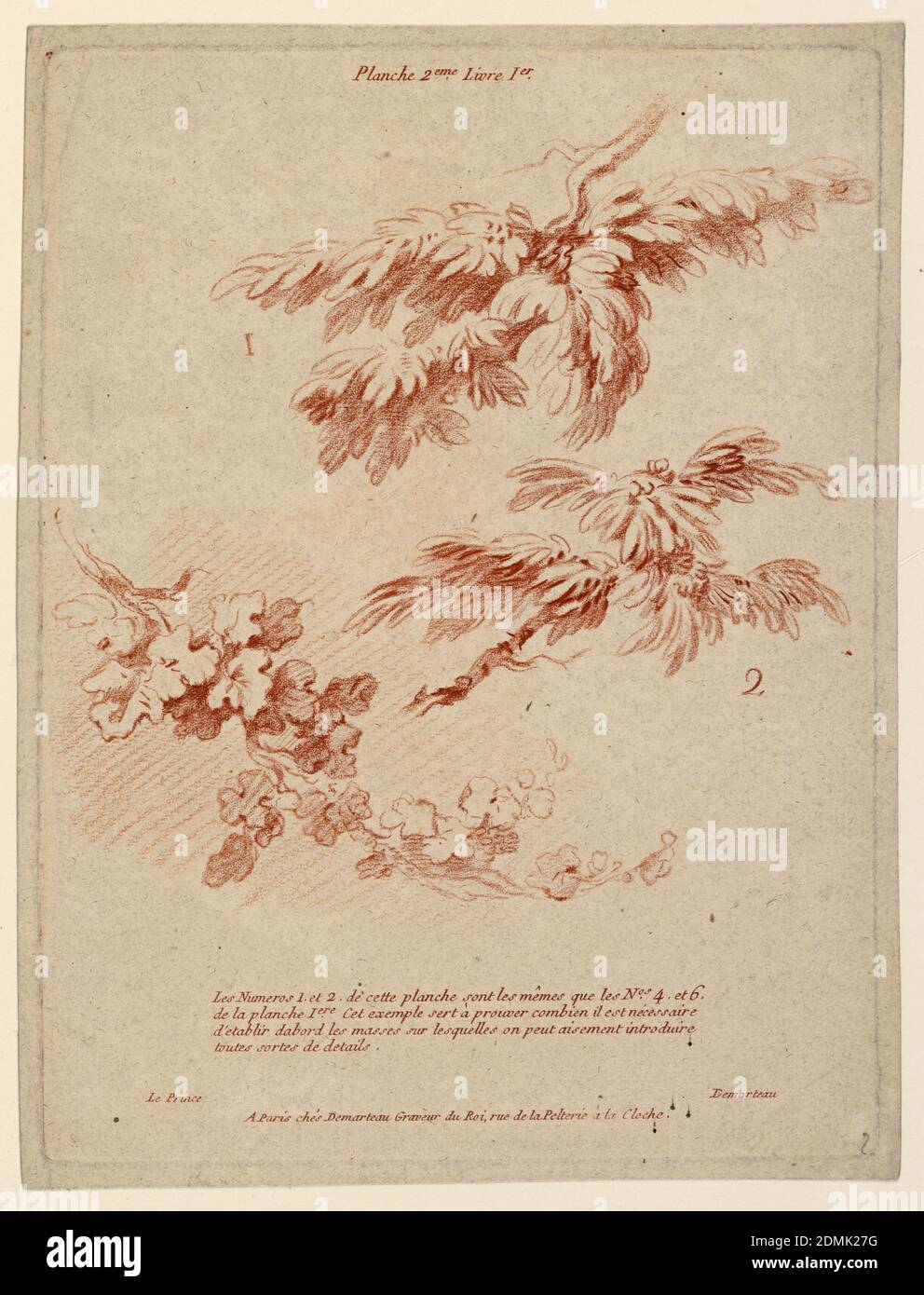 Plate 2 from Livre Ier, Principes du dessin dans le genre du Paysage,  Gilles Demarteau, Belgian, active in France, 1722 – 1776, Crayon manner  engraving on white paper, Three sketches in crayon